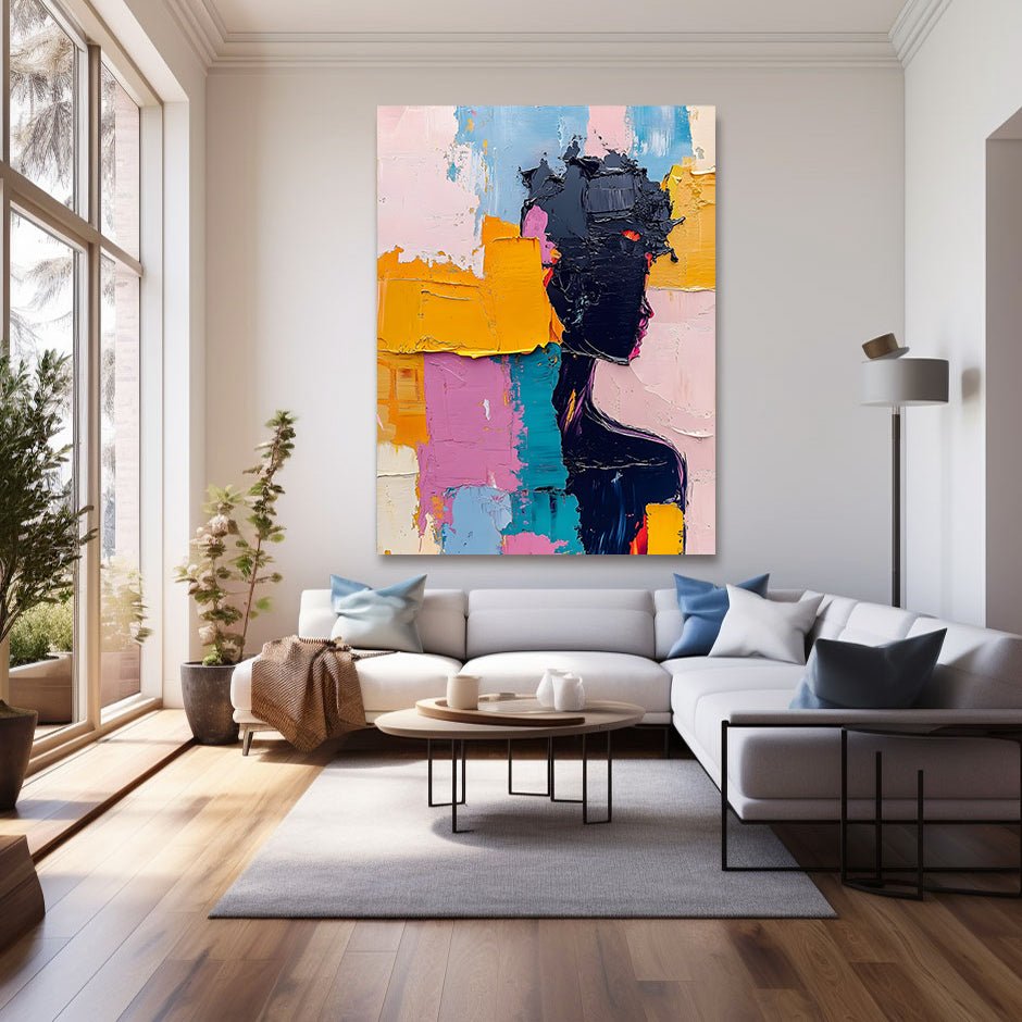 Vibrant Pink and Yellow Abstract Canvas | Colorful Wall Art #AA 453