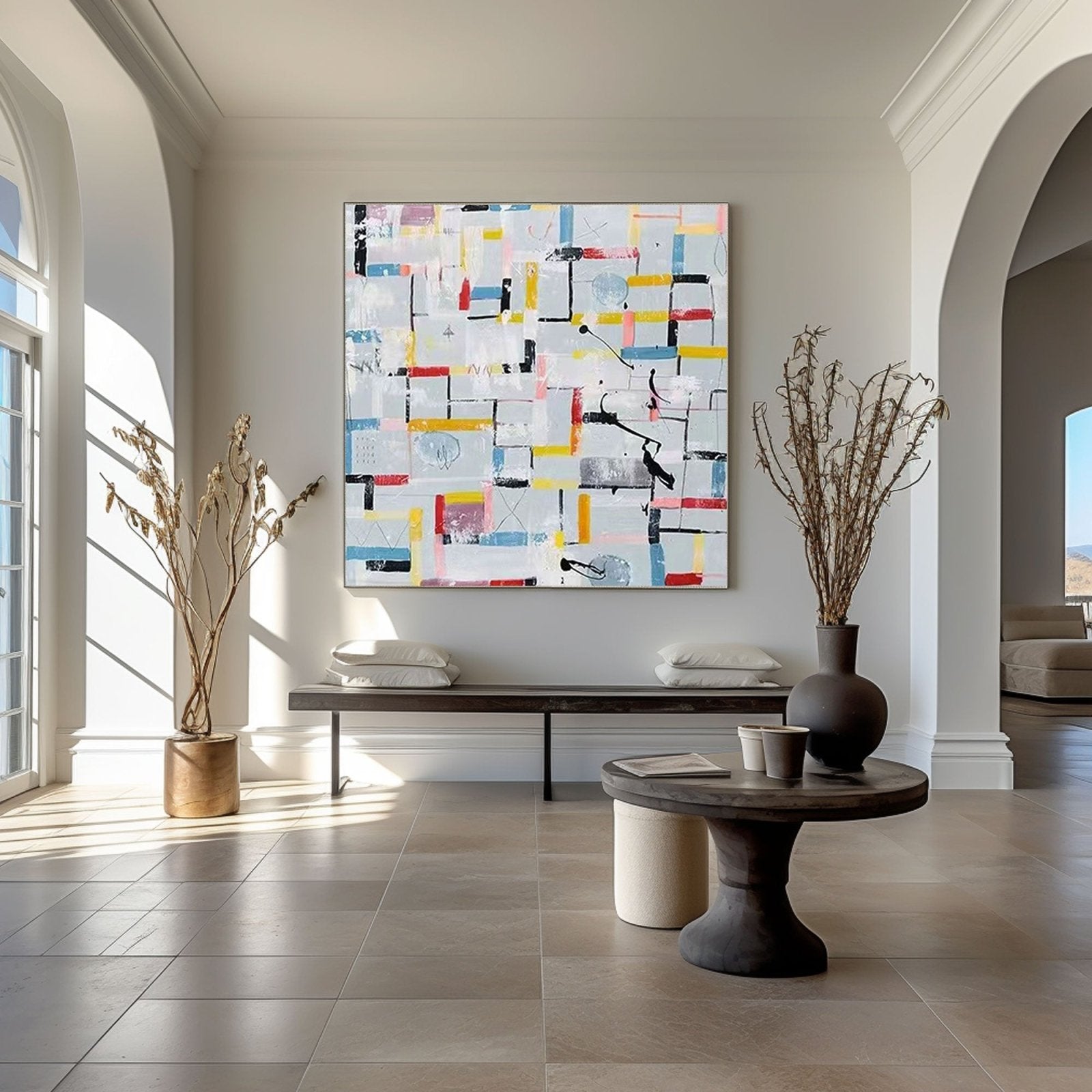 Colorful Geometric Abstract Painting on Canvas for Modern Living Room #TC 206