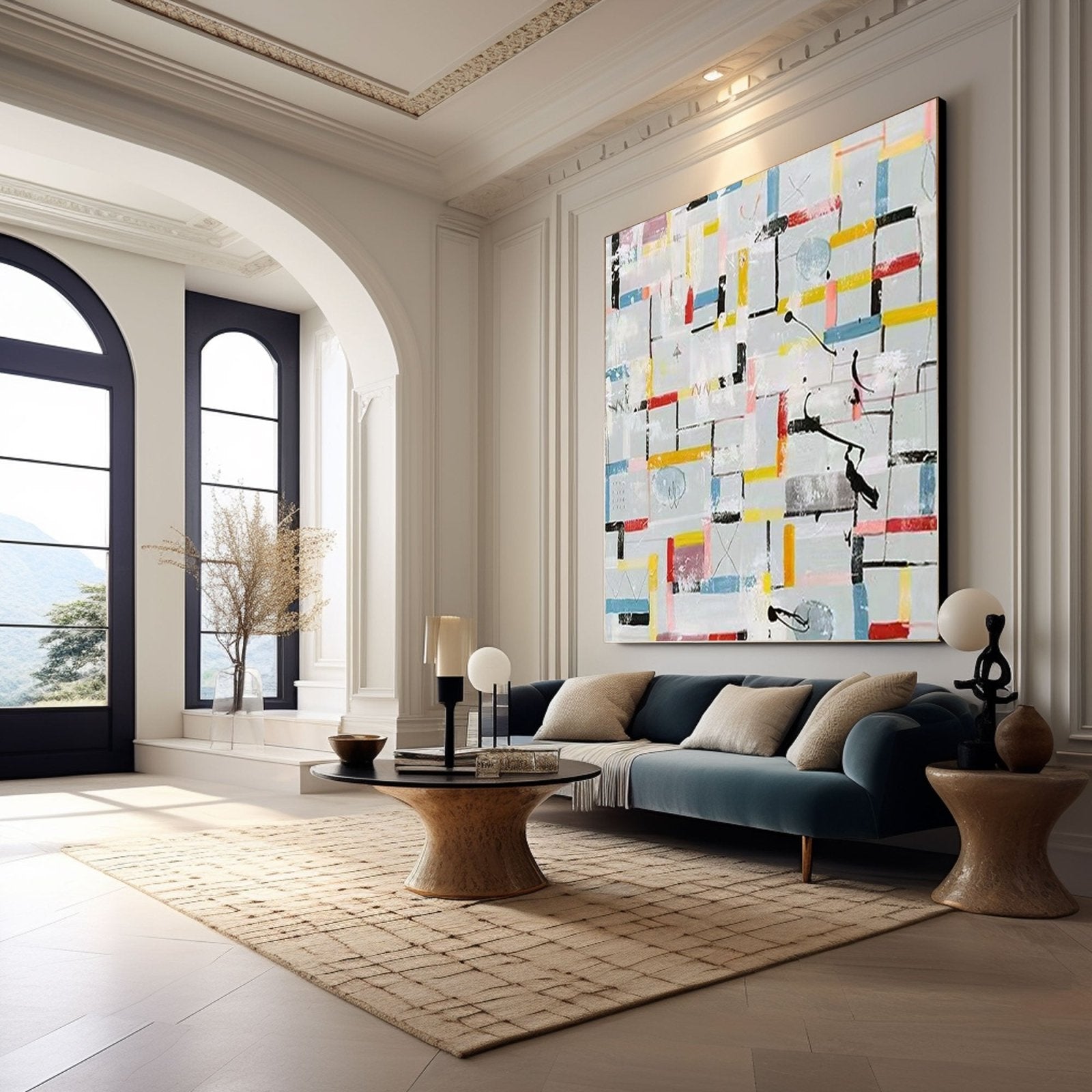 Colorful Geometric Abstract Painting on Canvas for Modern Living Room #TC 206