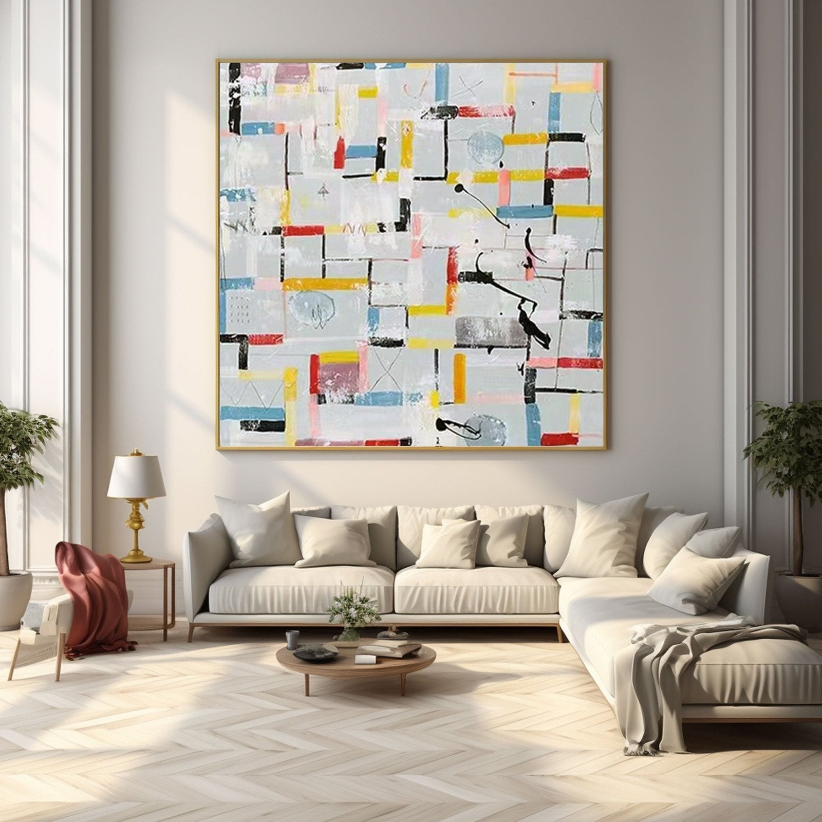 Colorful Geometric Abstract Painting on Canvas for Modern Living Room #TC 206