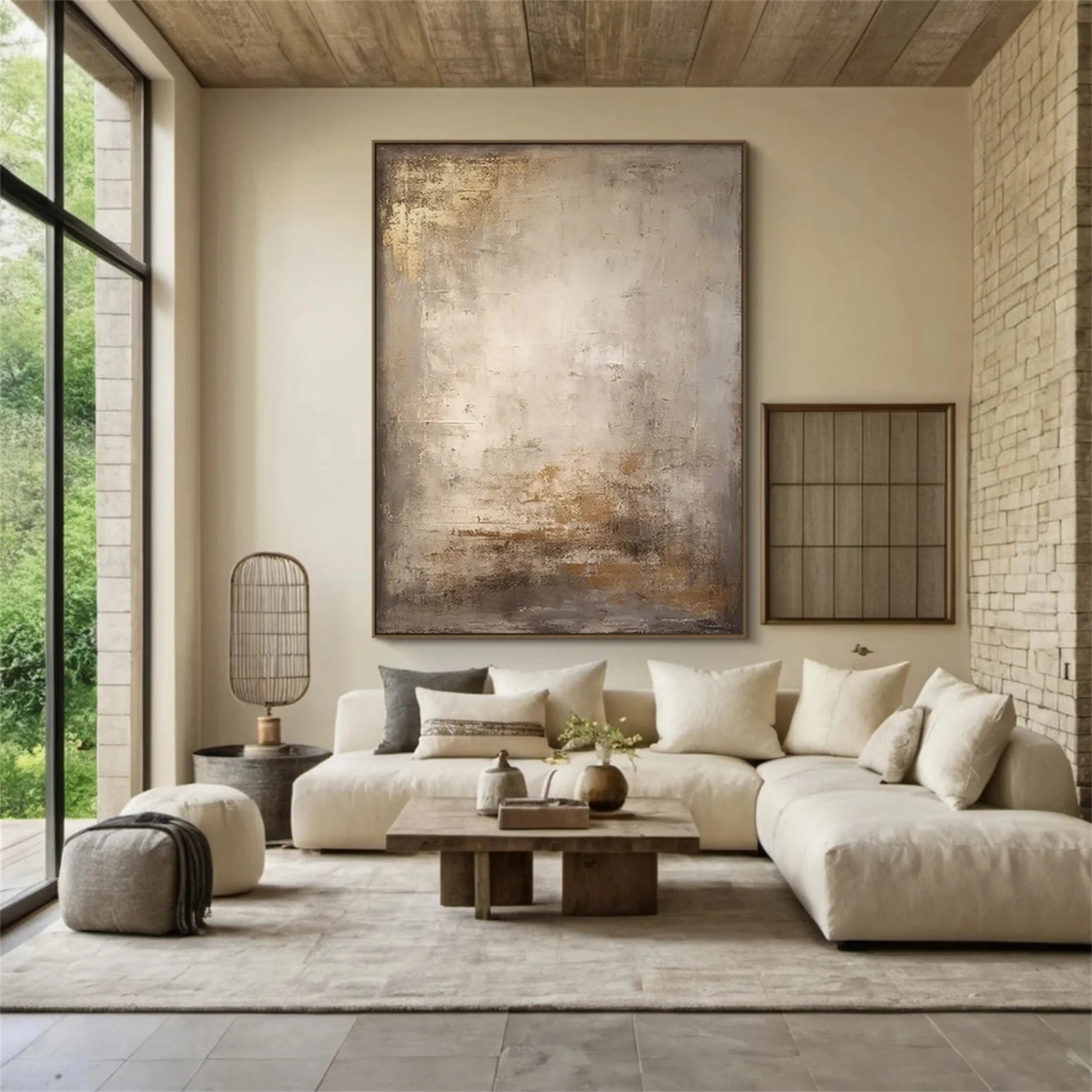 Wabi Sabi Textured Wall Art | Large Vertical Neutral Abstract Canvas