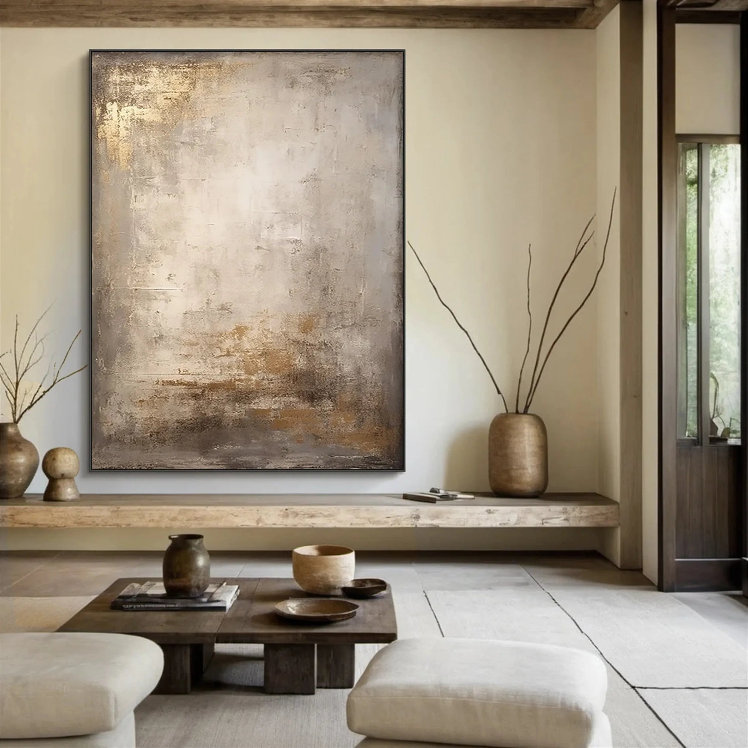 Wabi Sabi Textured Wall Art | Large Vertical Neutral Abstract Canvas #ZZ 109