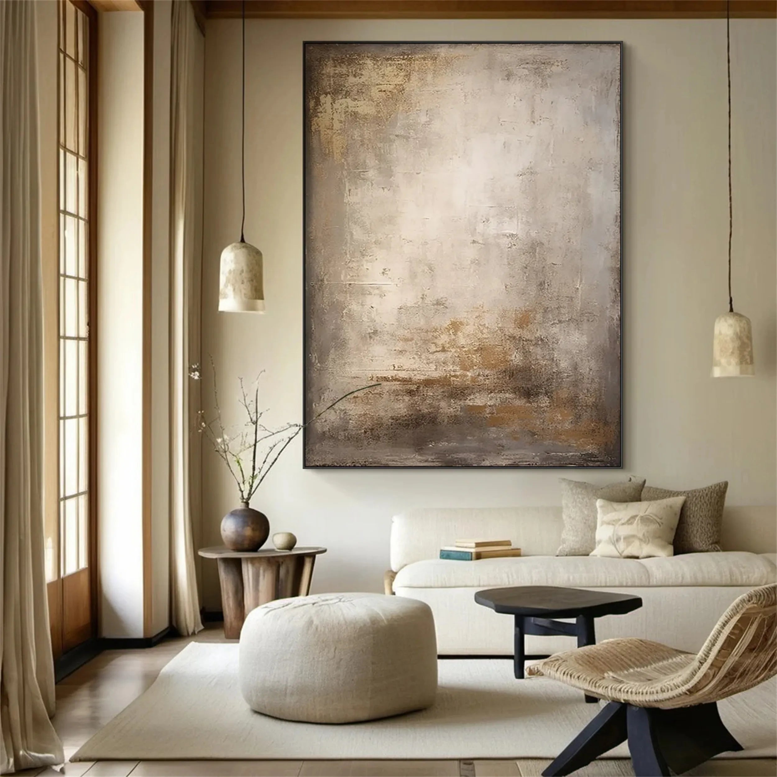 Wabi Sabi Textured Wall Art | Large Vertical Neutral Abstract Canvas #ZZ 109