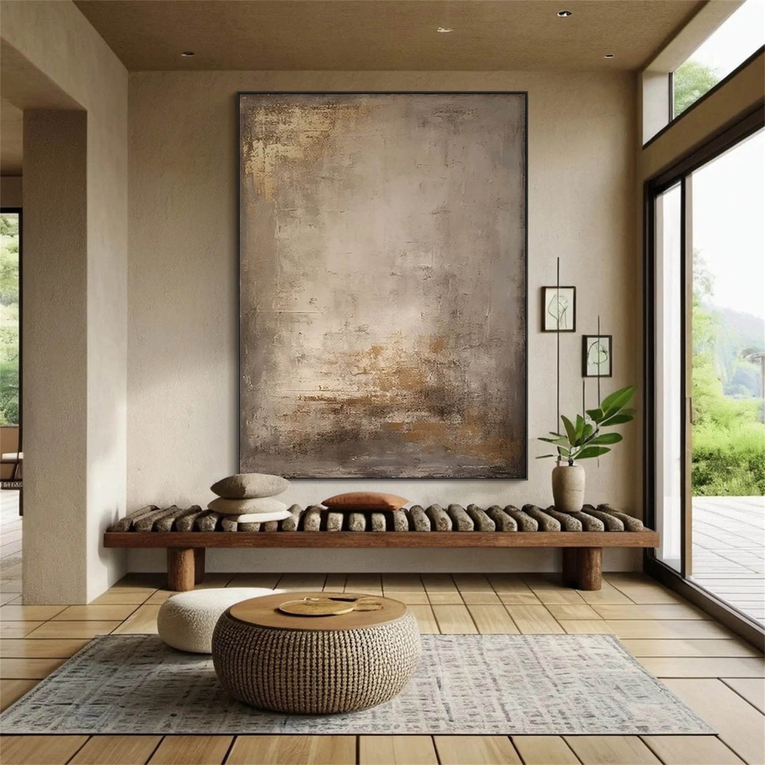 Wabi Sabi Textured Wall Art | Large Vertical Neutral Abstract Canvas #ZZ 109
