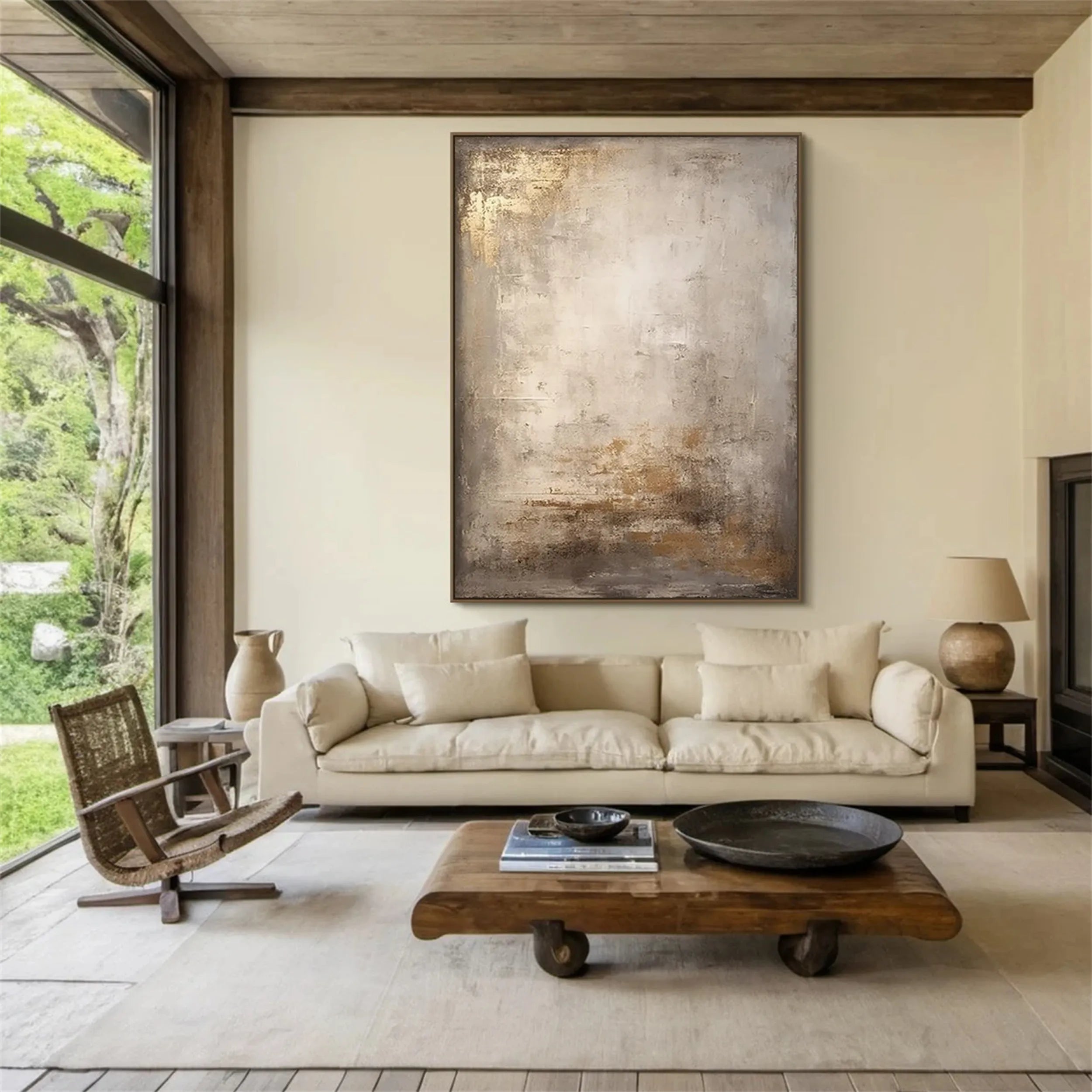 Wabi Sabi Textured Wall Art | Large Vertical Neutral Abstract Canvas #ZZ 109