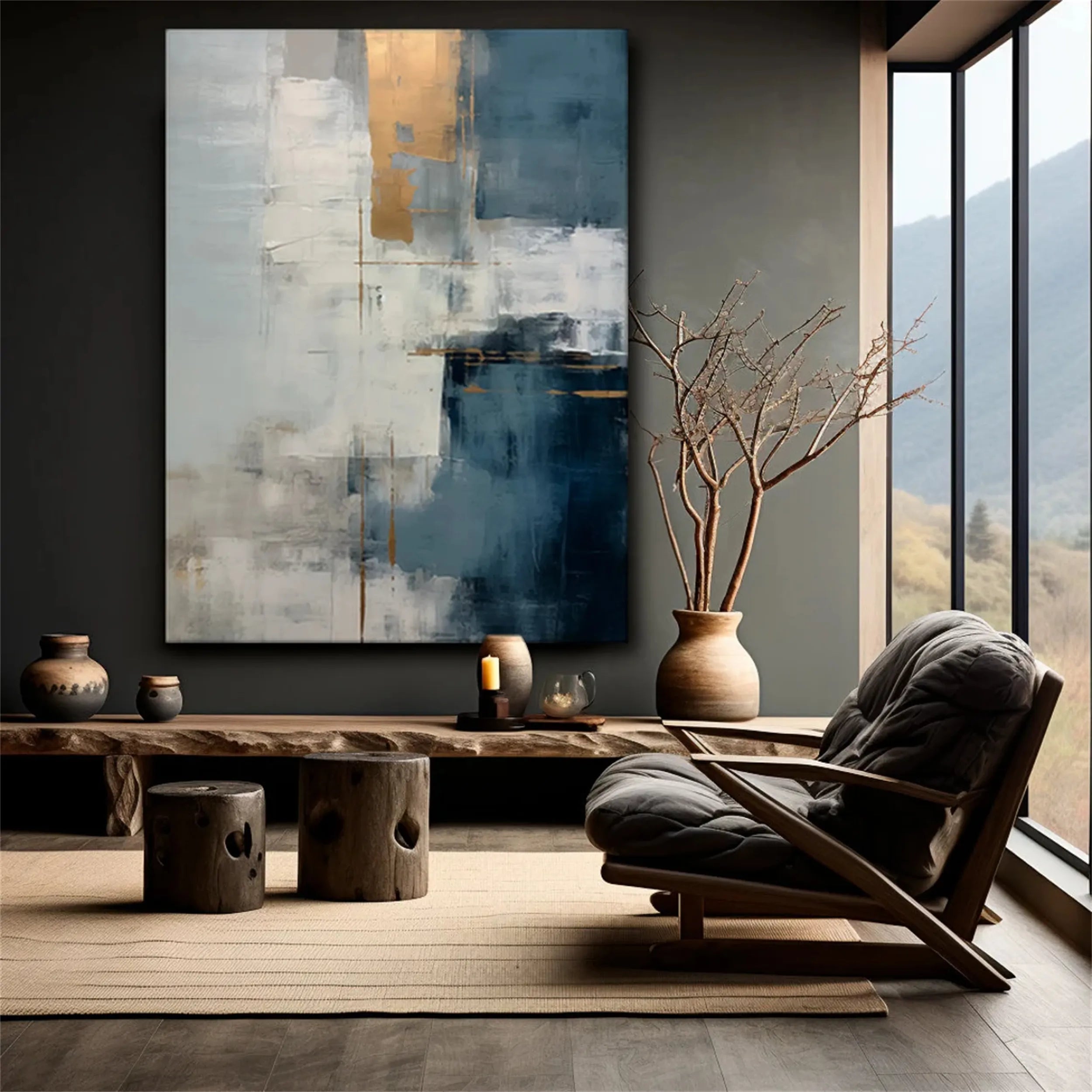 Abstract Wall Art for Living Room | Large Contemporary Painting #ZZ 108