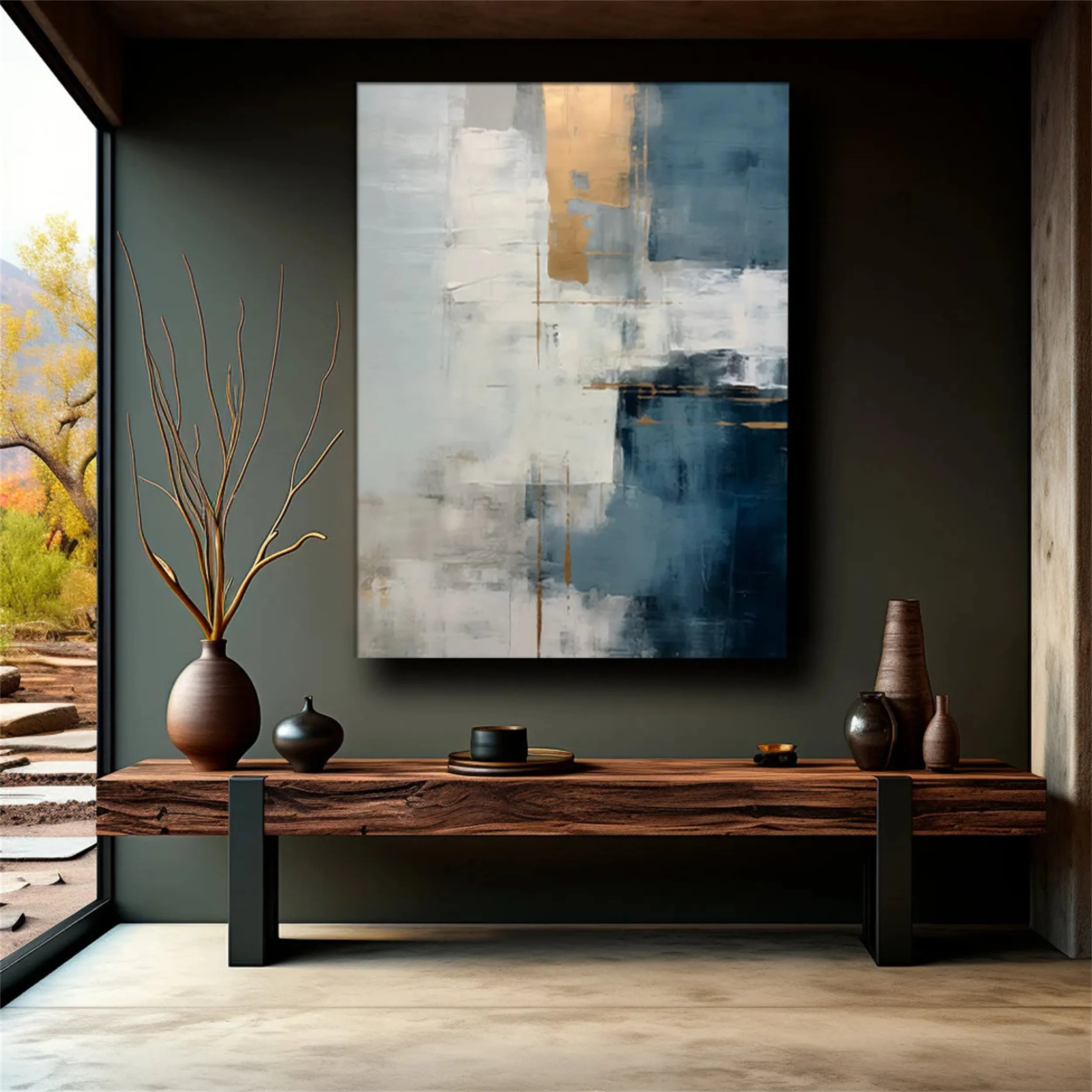Abstract Wall Art for Living Room | Large Contemporary Painting #ZZ 108