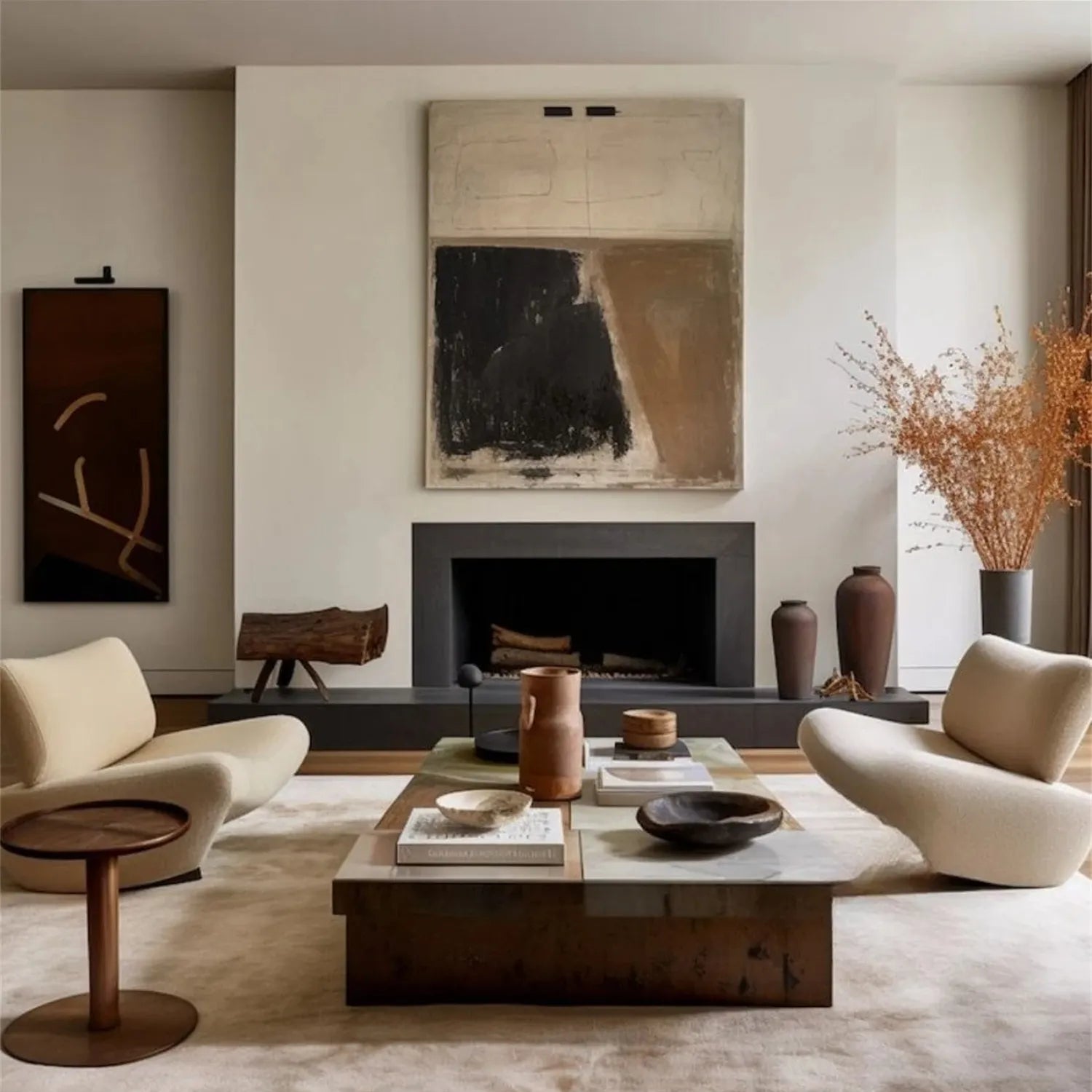 Large Abstract Wall Art for Living Room | Wabi Sabi Neutral Painting #ZZ 110