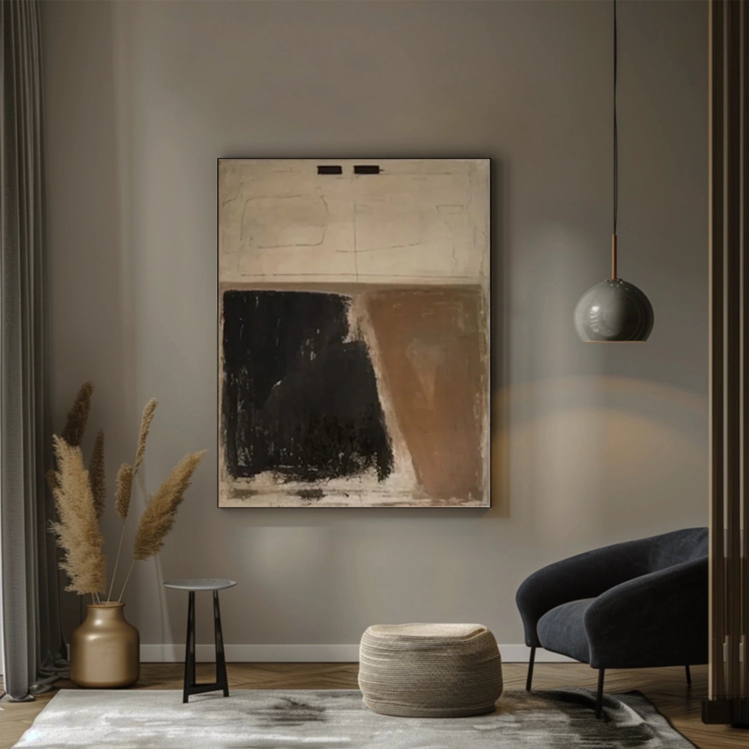 Large Abstract Wall Art for Living Room | Wabi Sabi Neutral Painting #ZZ 110