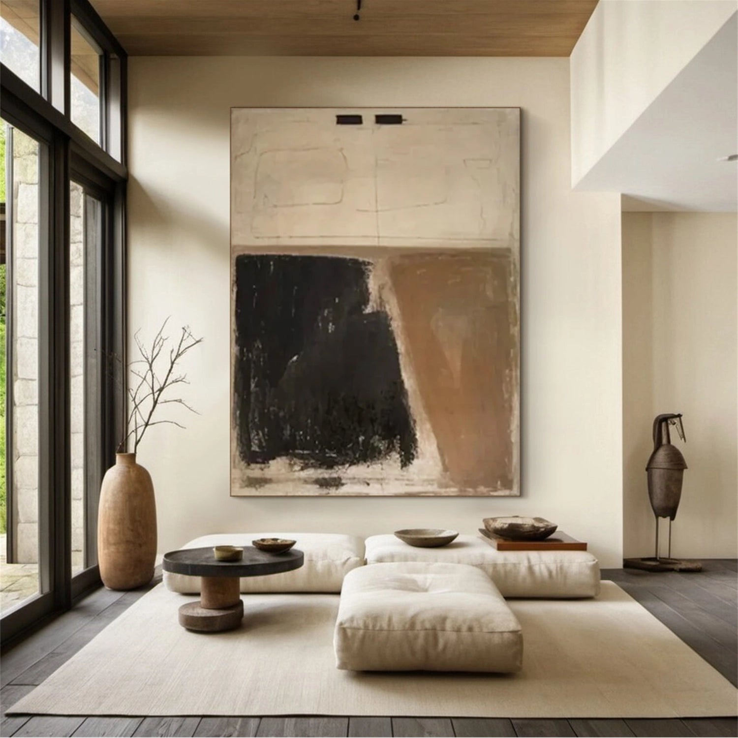 Large Abstract Wall Art for Living Room | Wabi Sabi Neutral Painting #ZZ 110