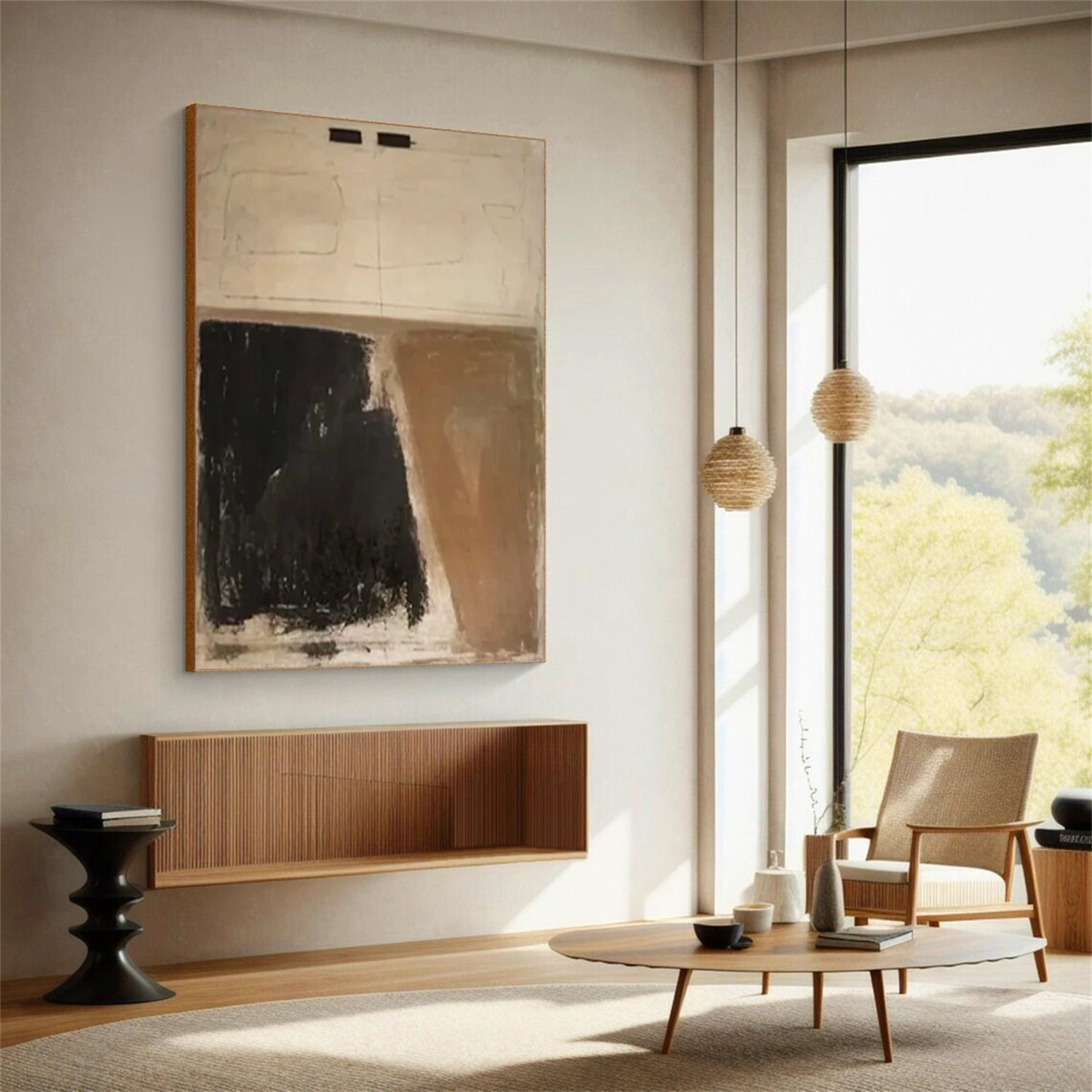 Large Abstract Wall Art for Living Room | Wabi Sabi Neutral Painting #ZZ 110