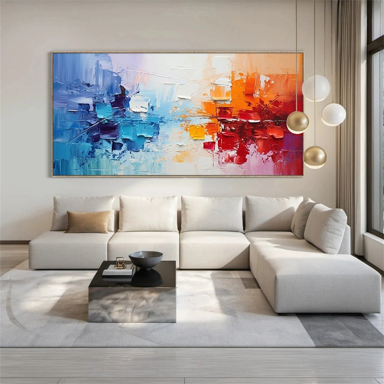 Large Textured Abstract Art | Cool to Warm Palette #TB 100