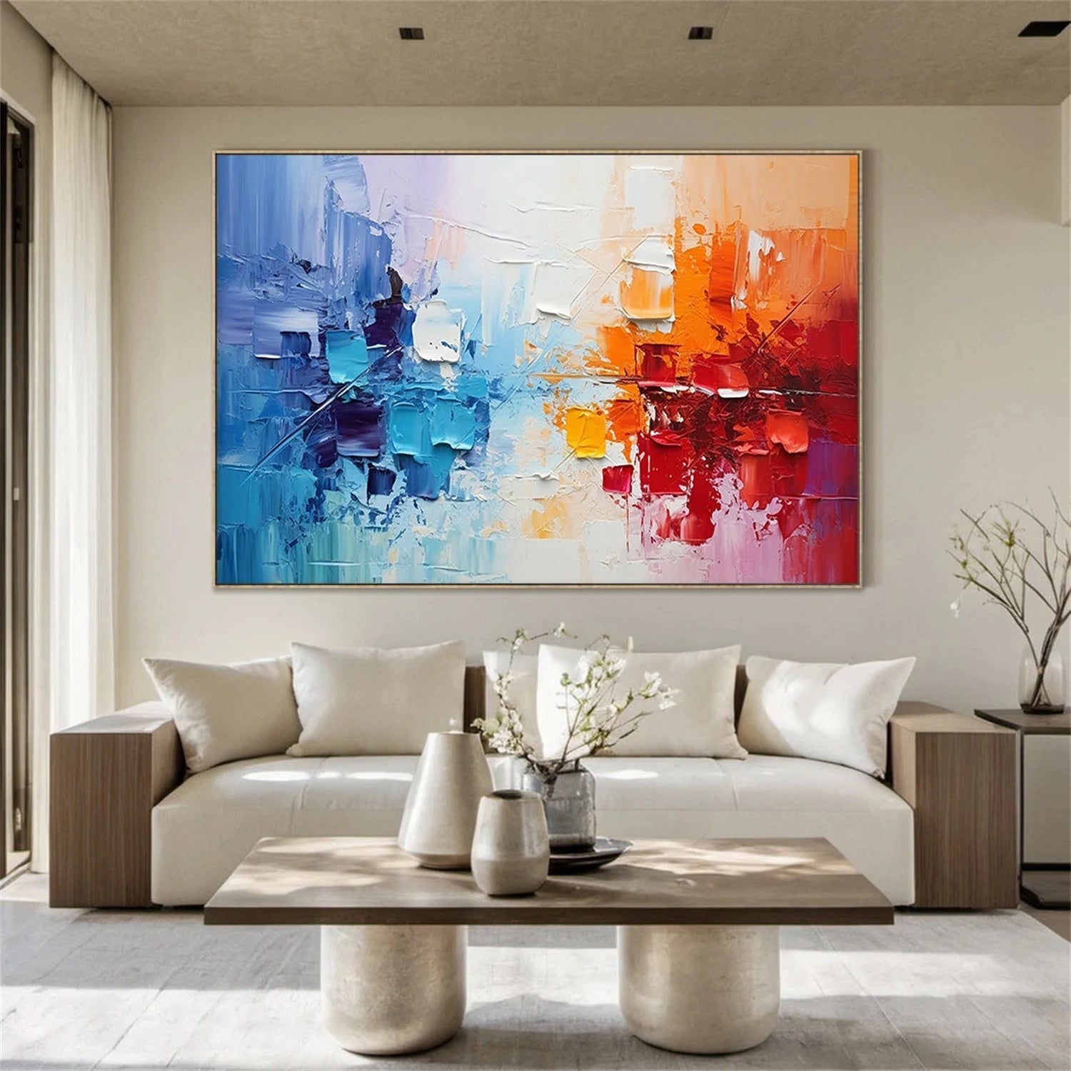 Large Textured Abstract Art | Cool to Warm Palette #TB 100