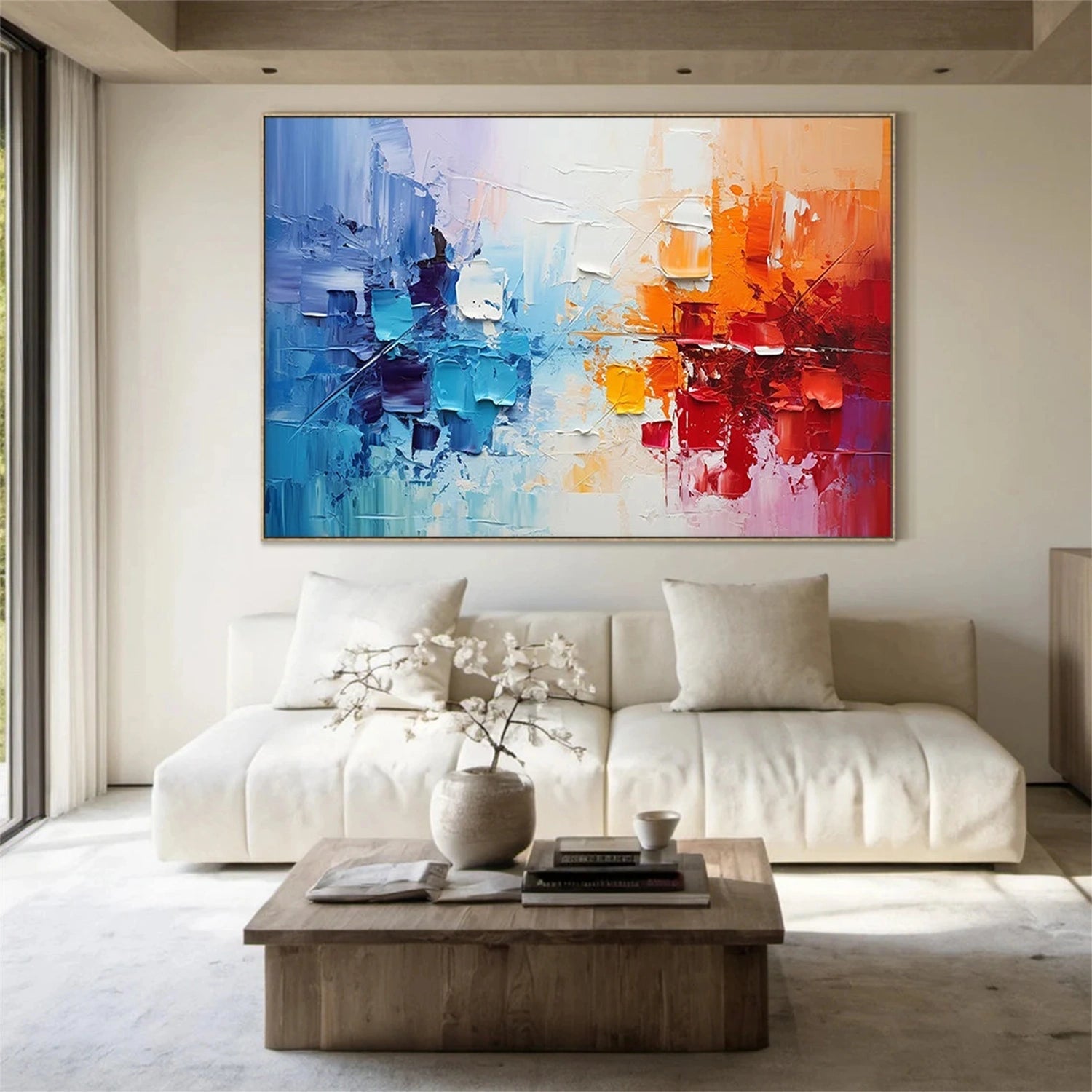 Large Textured Abstract Art | Cool to Warm Palette #TB 100