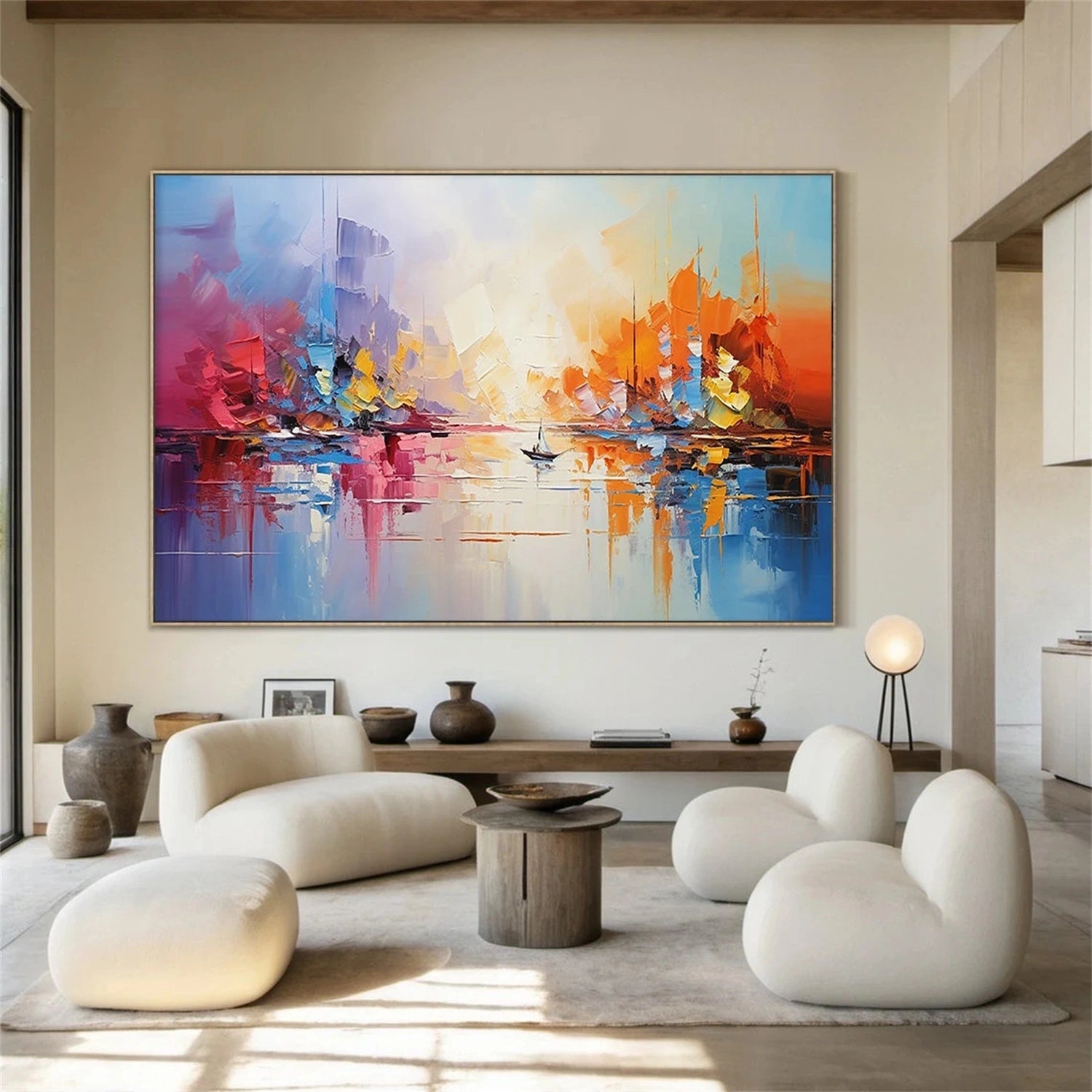 Abstract Cityscape Painting | Colorful Seascape Art #TB 101