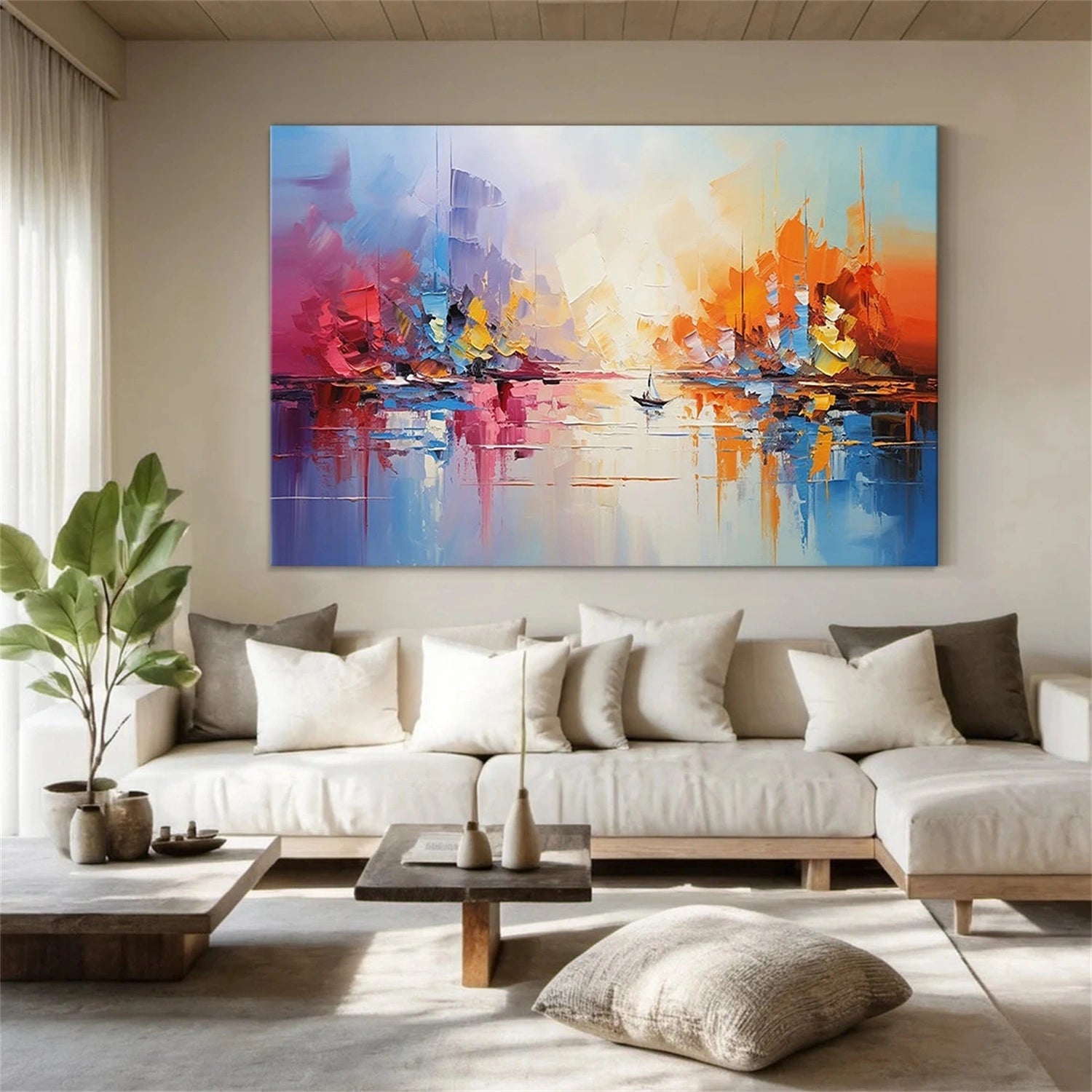 Abstract Cityscape Painting | Colorful Seascape Art #TB 101
