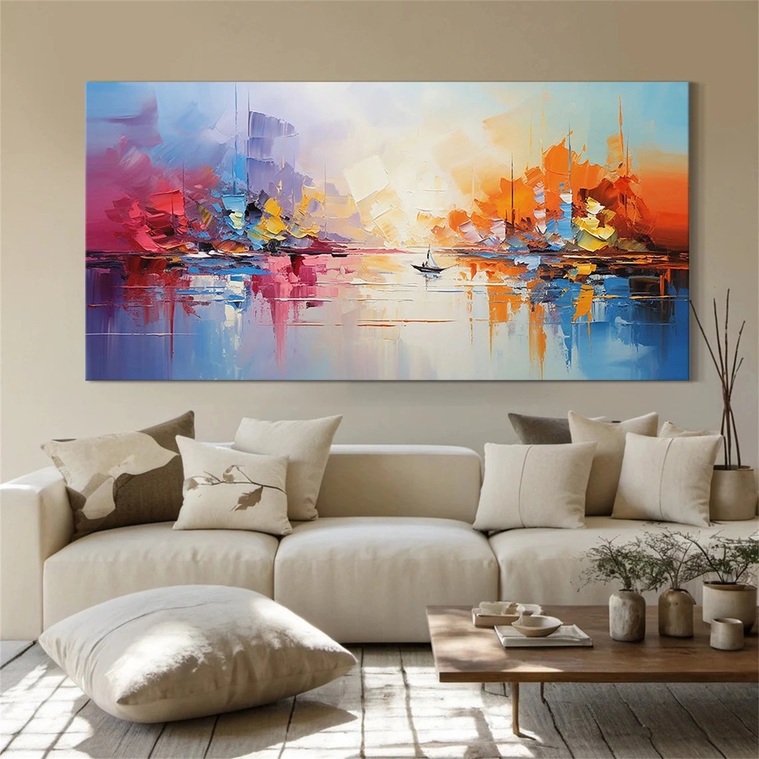 Abstract Cityscape Painting | Colorful Seascape Art #TB 101