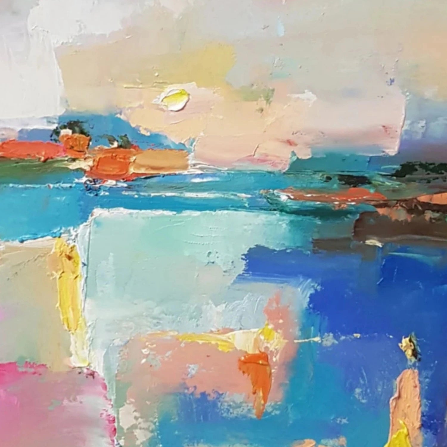 Hand-Painted Abstract Vista | Bright Colorful Art #TB 103