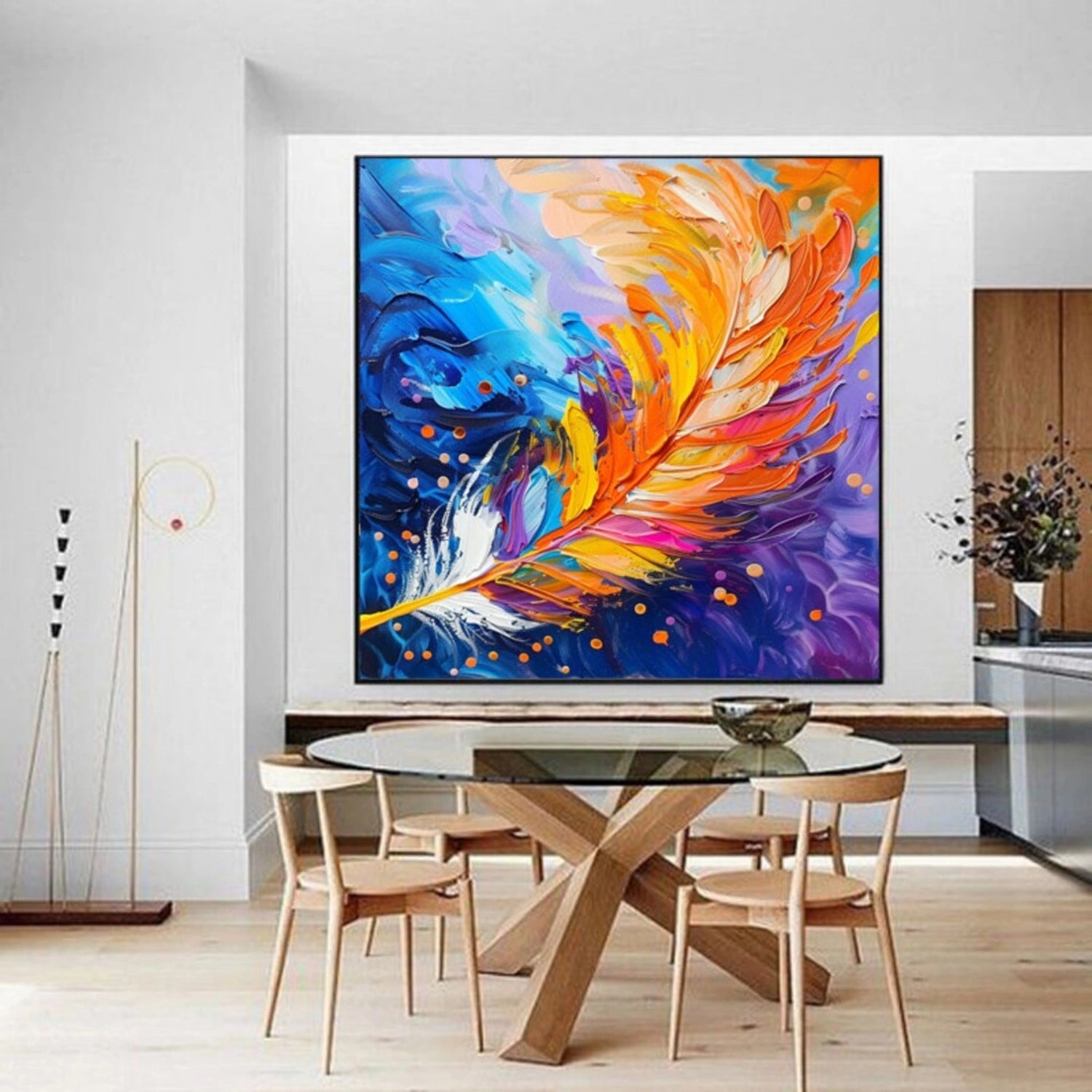 Colorful Feather Abstract Art | Textured Oil Painting #TB 107