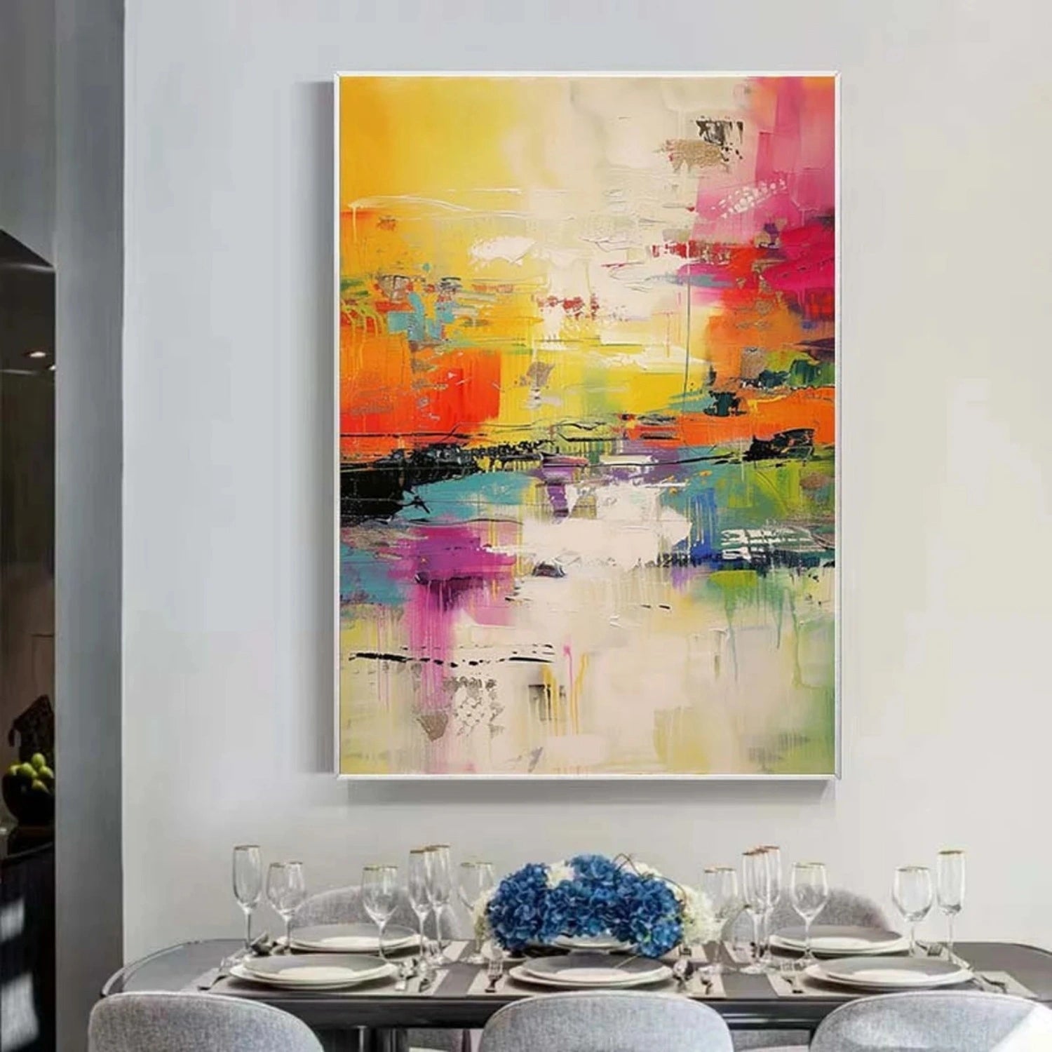 Modern Abstract Art | Blue White Black Gold #TB 108