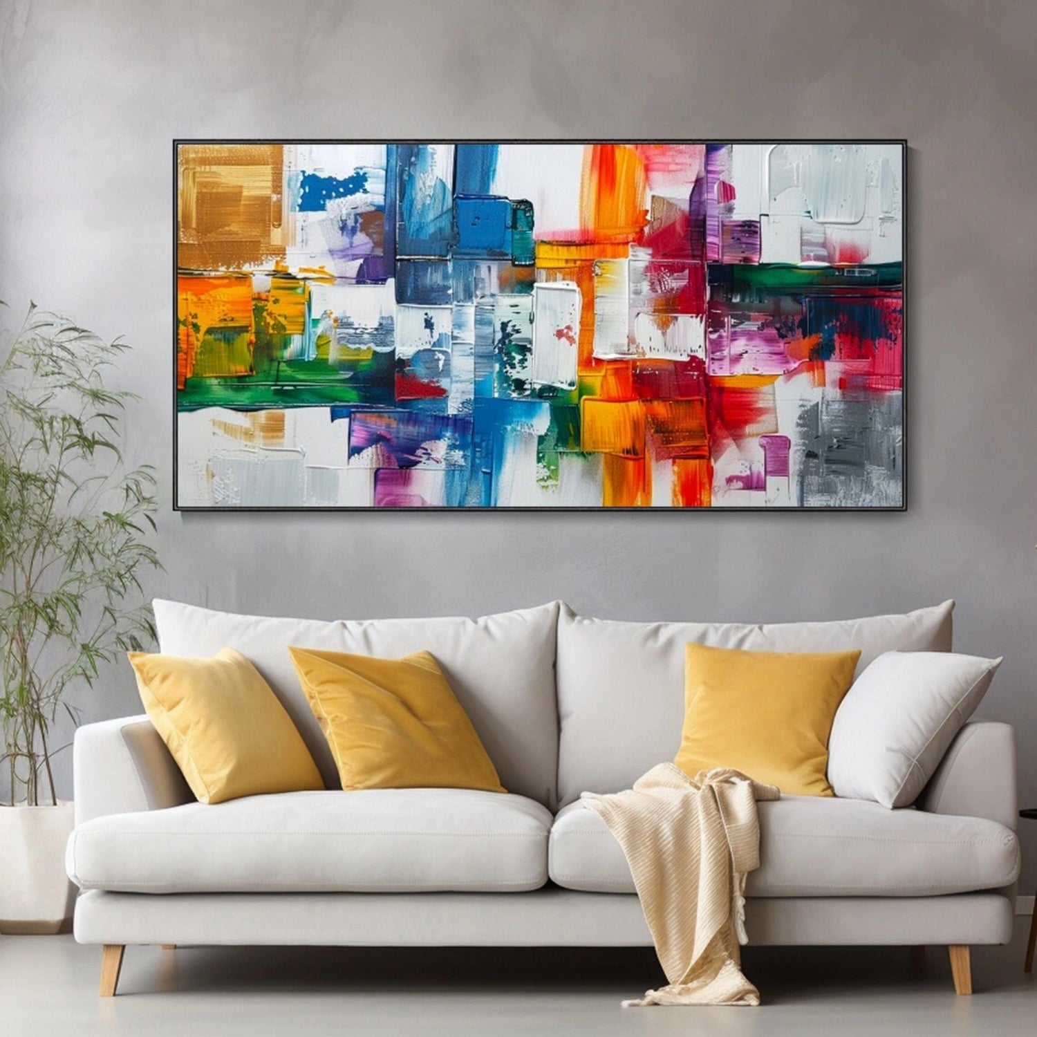 Multi-Color Abstract Art | Textured Square Oil #TB 110