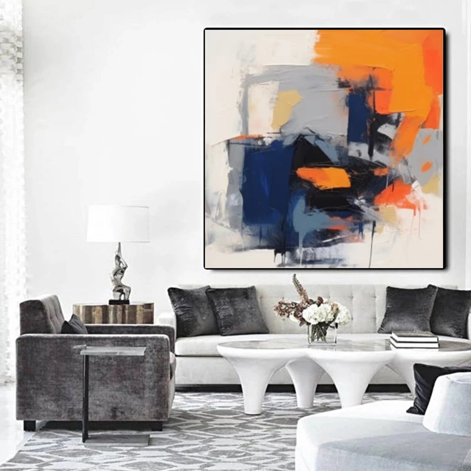 Modern Palette Knife Art | Abstract Color Blocks #TB 111