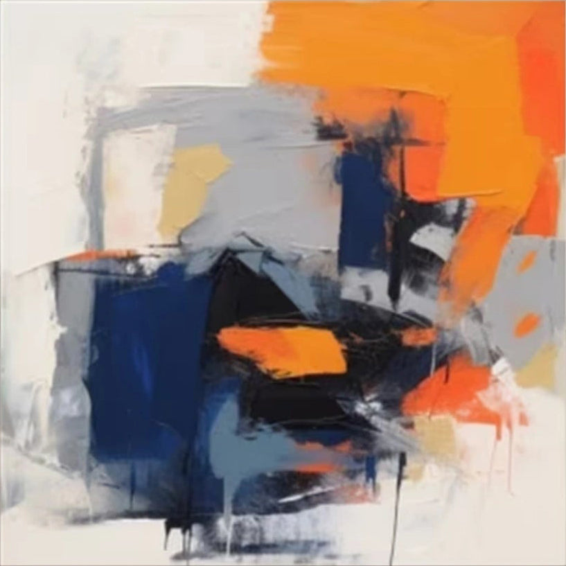 Original Textured Abstract | Orange Blue Design