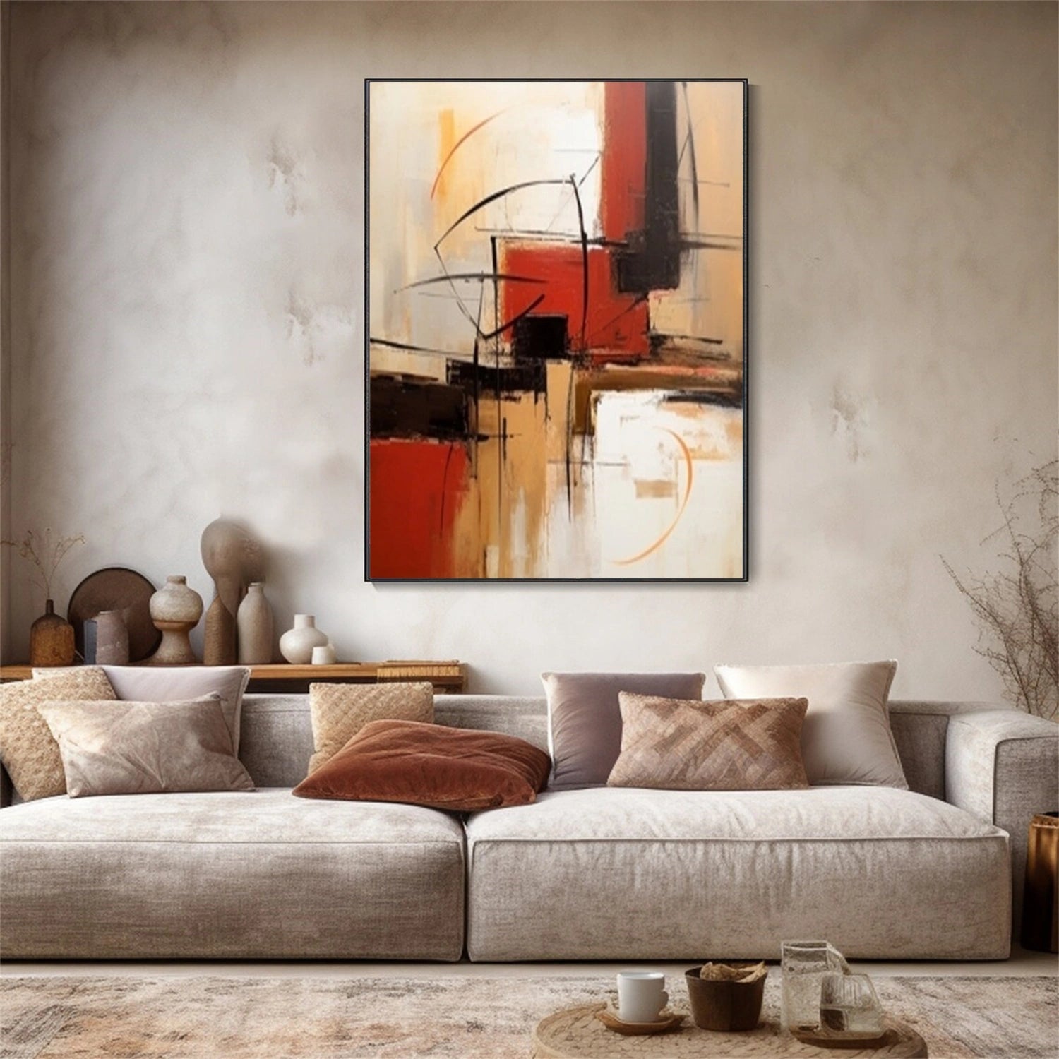 Eye-Catching Textured Abstract | Modern Red Orange #TB 112