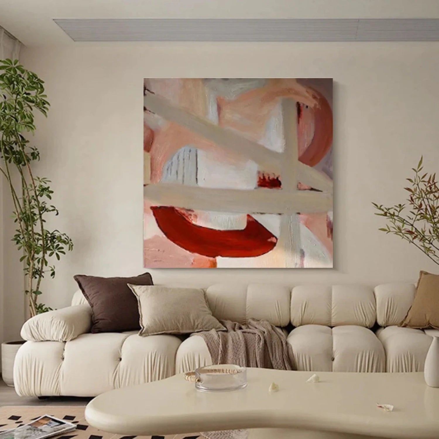 Abstract Pink & Red Art | Modern Abstract Painting #TB 113
