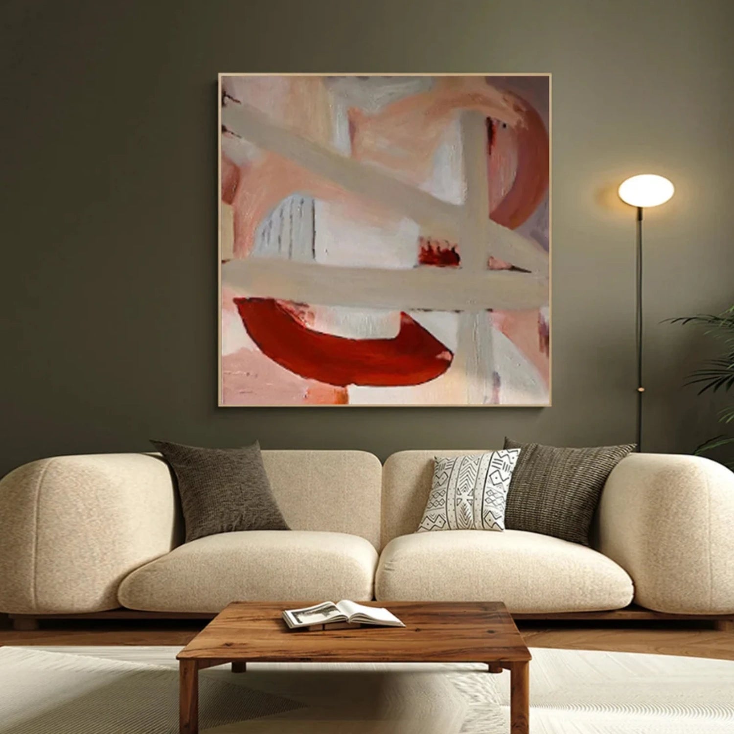 Abstract Pink & Red Art | Modern Abstract Painting #TB 113