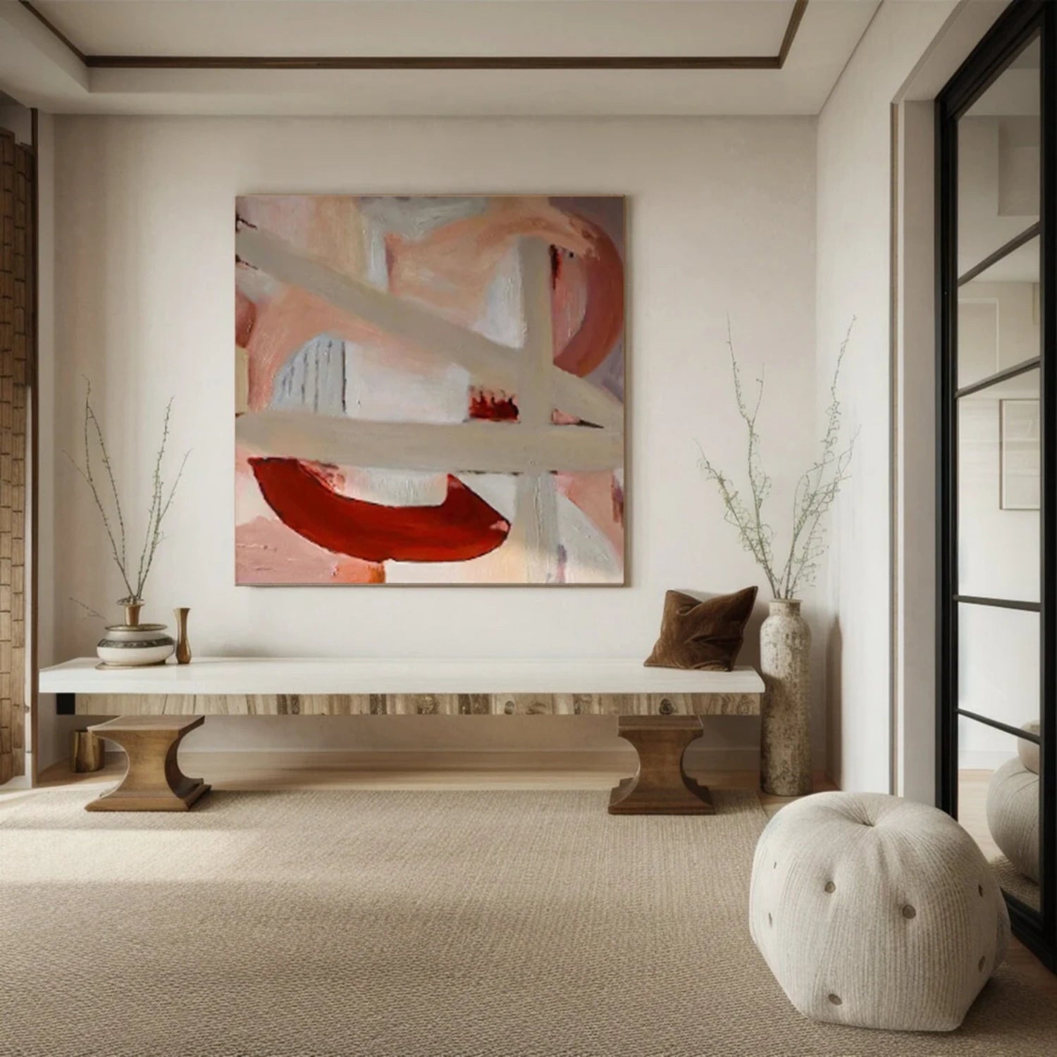 Abstract Pink & Red Art | Modern Abstract Painting #TB 113