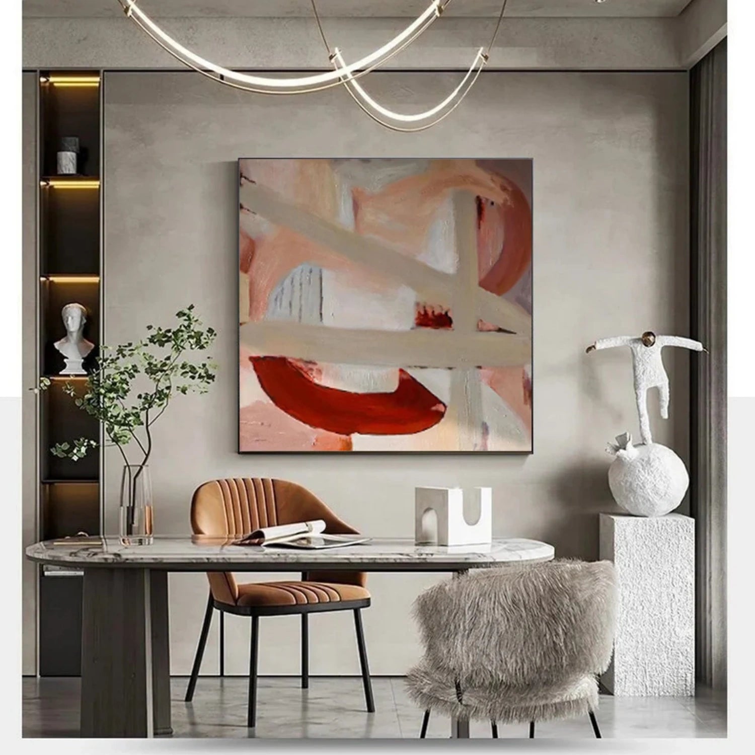 Abstract Pink & Red Art | Modern Abstract Painting #TB 113