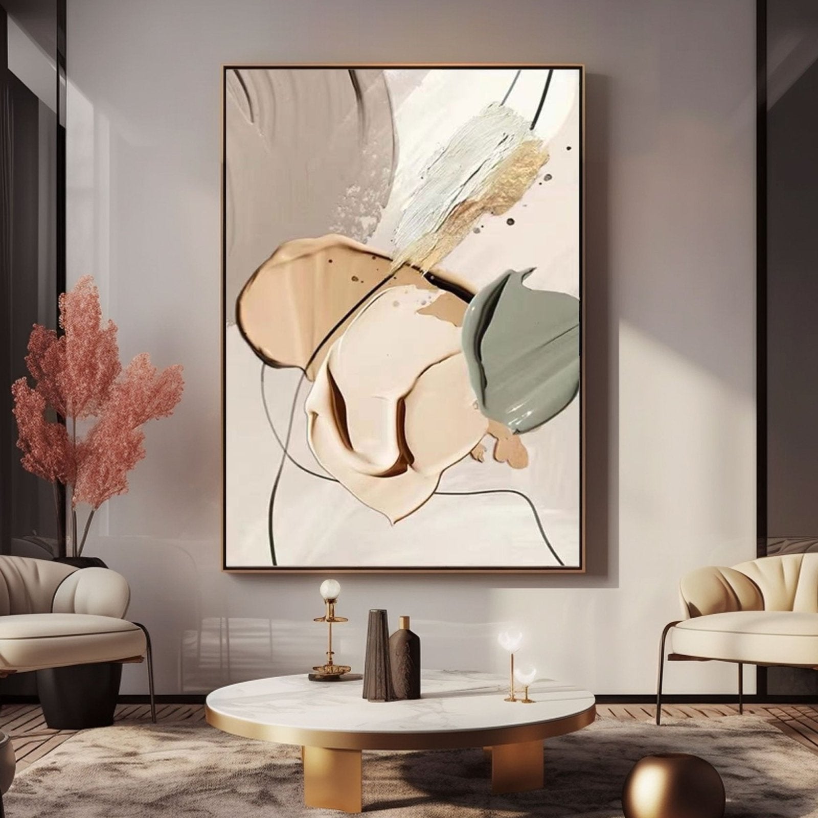 Large Oversized Textured Abstract Painting | Modern 3D Plaster Wall Art #TC 208