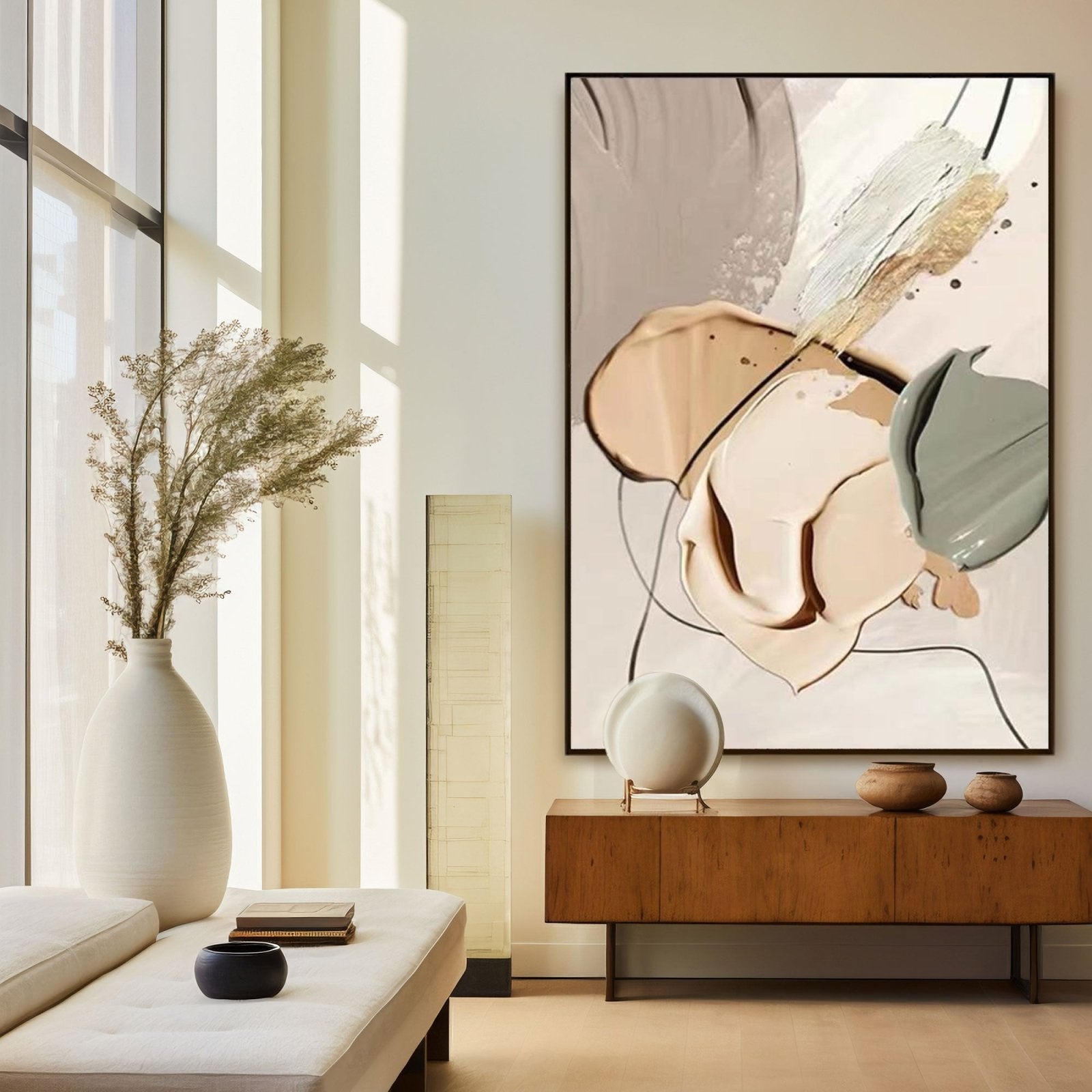 Large Oversized Textured Abstract Painting | Modern 3D Plaster Wall Art #TC 208