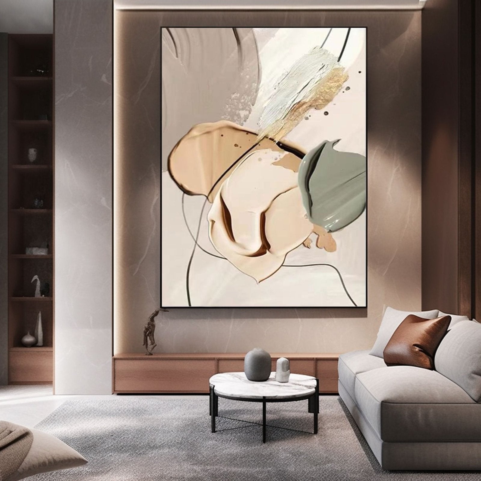 Large Oversized Textured Abstract Painting | Modern 3D Plaster Wall Art #TC 208