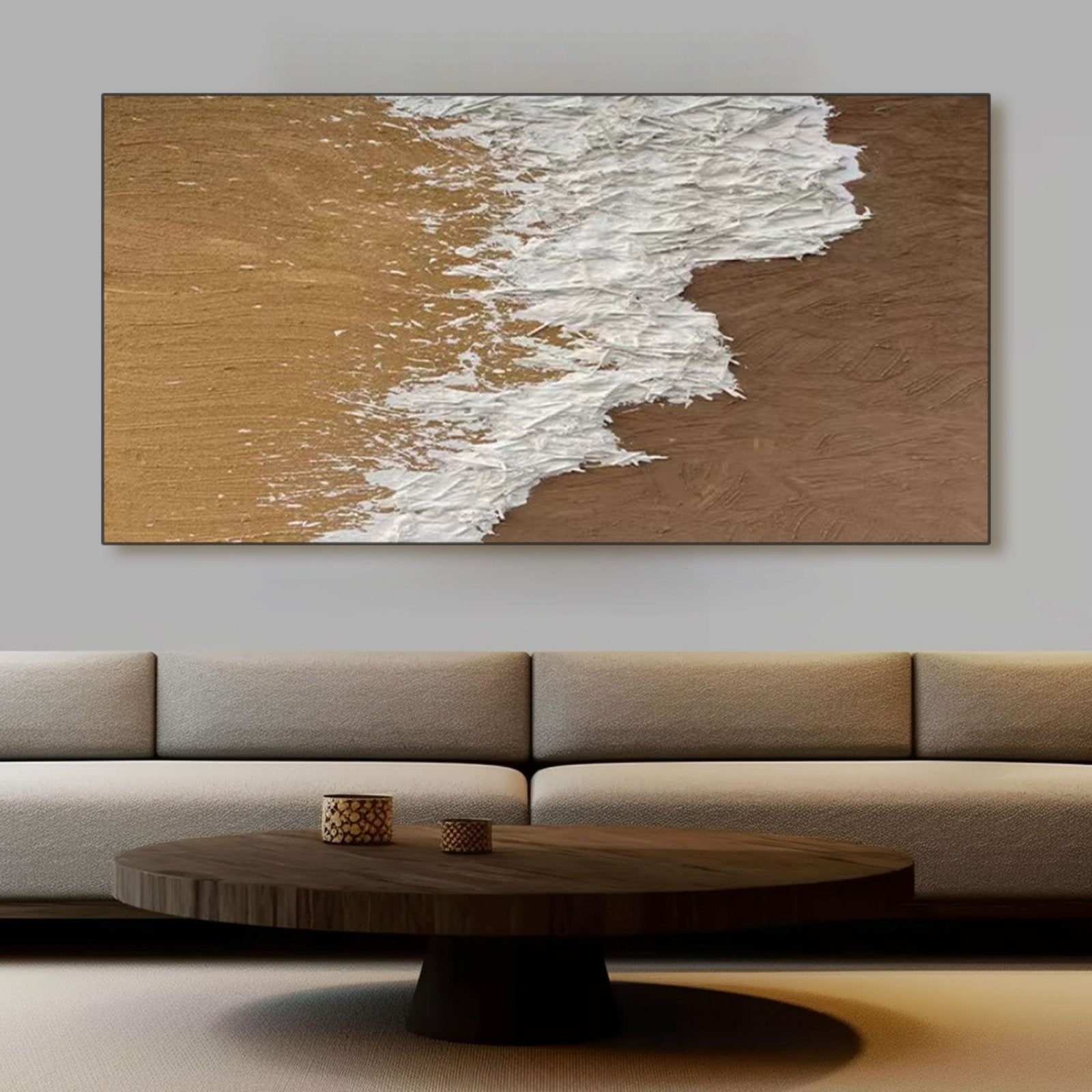 Large Abstract Beach Painting | Textured Ocean Wave Wall Art #TC 210