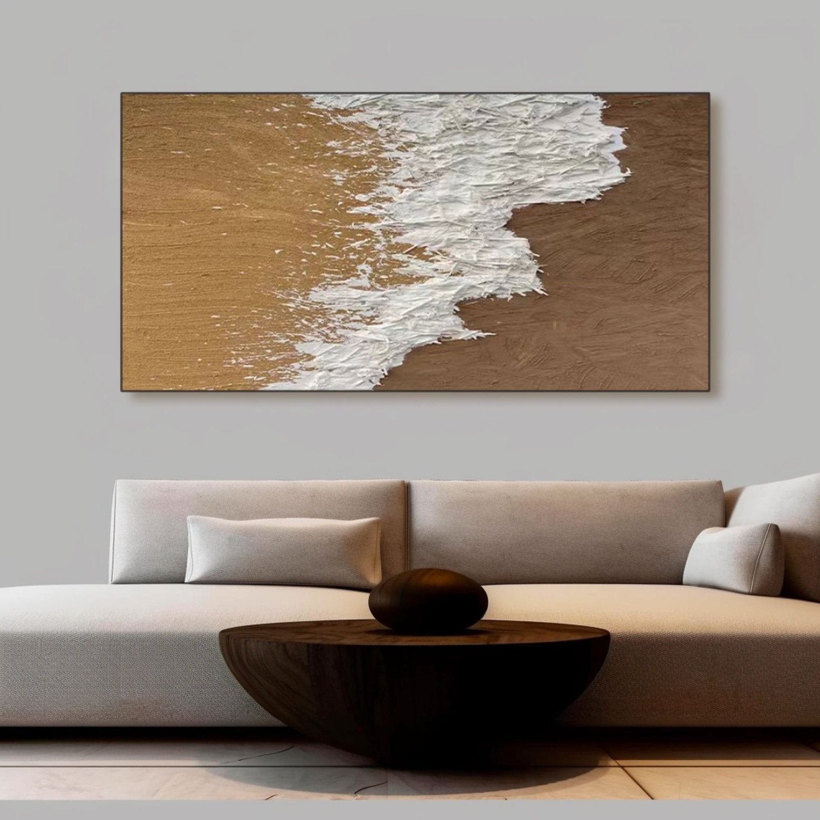 Large Abstract Beach Painting | Textured Ocean Wave Wall Art #TC 210