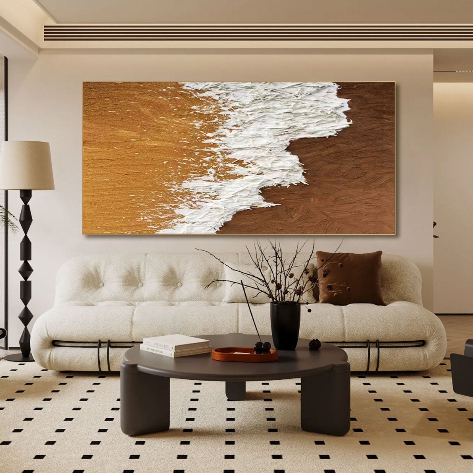 Large Abstract Beach Painting | Textured Ocean Wave Wall Art #TC 210