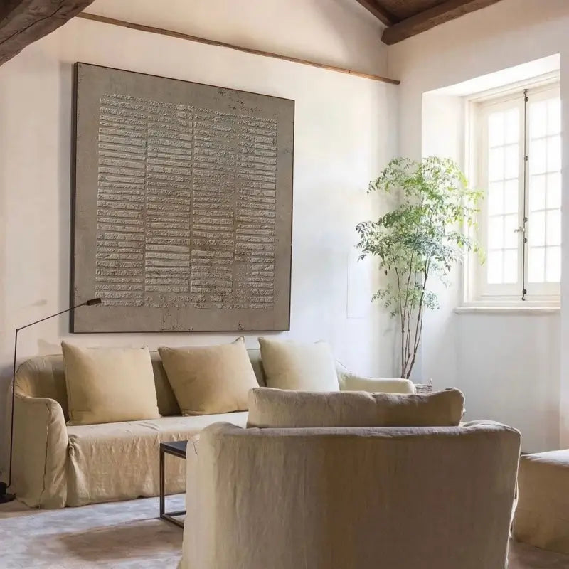 Wabi Sabi Textured Wall Art | Large Square Abstract Neutral Painting #ZZ 113