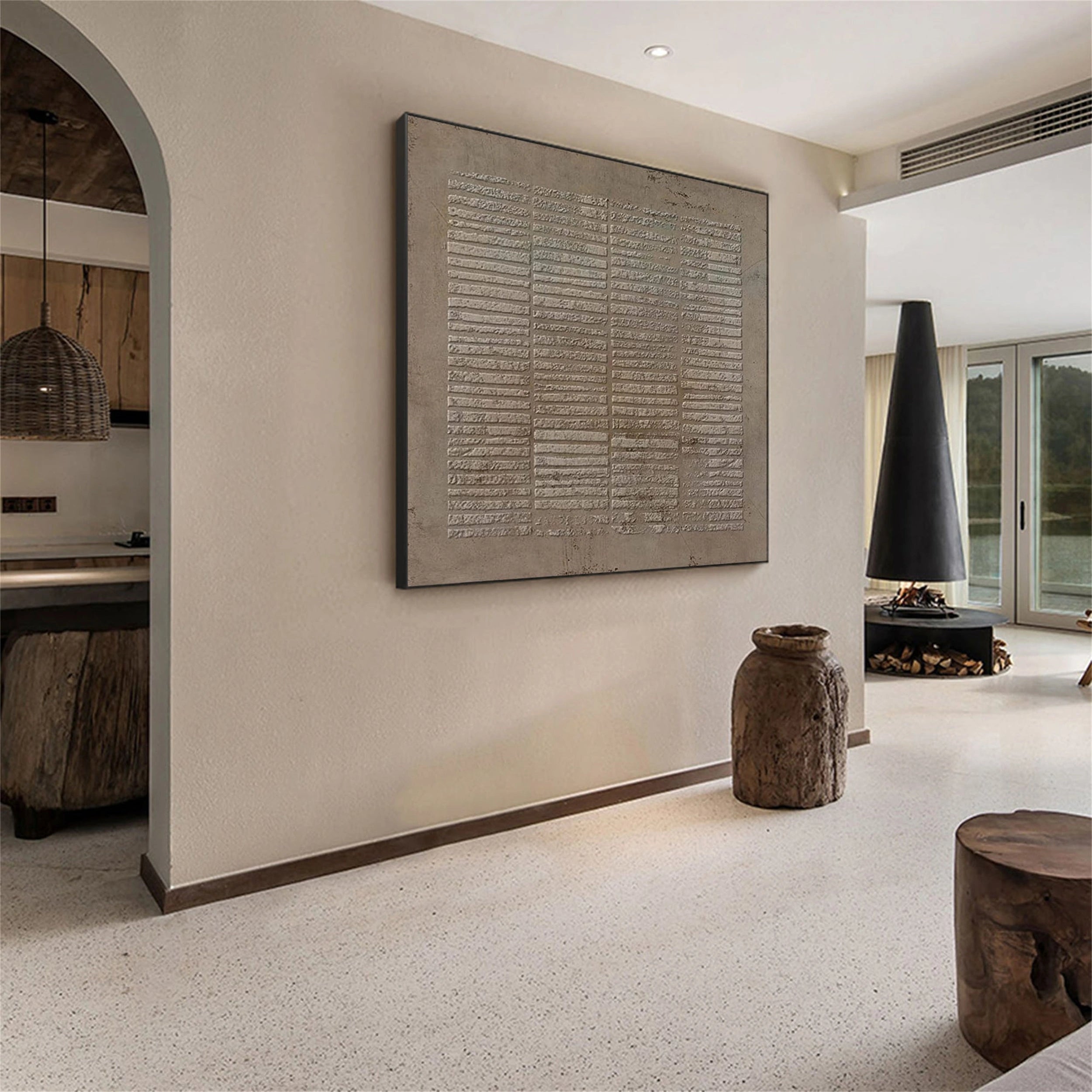 Wabi Sabi Textured Wall Art | Large Square Abstract Neutral Painting #ZZ 113