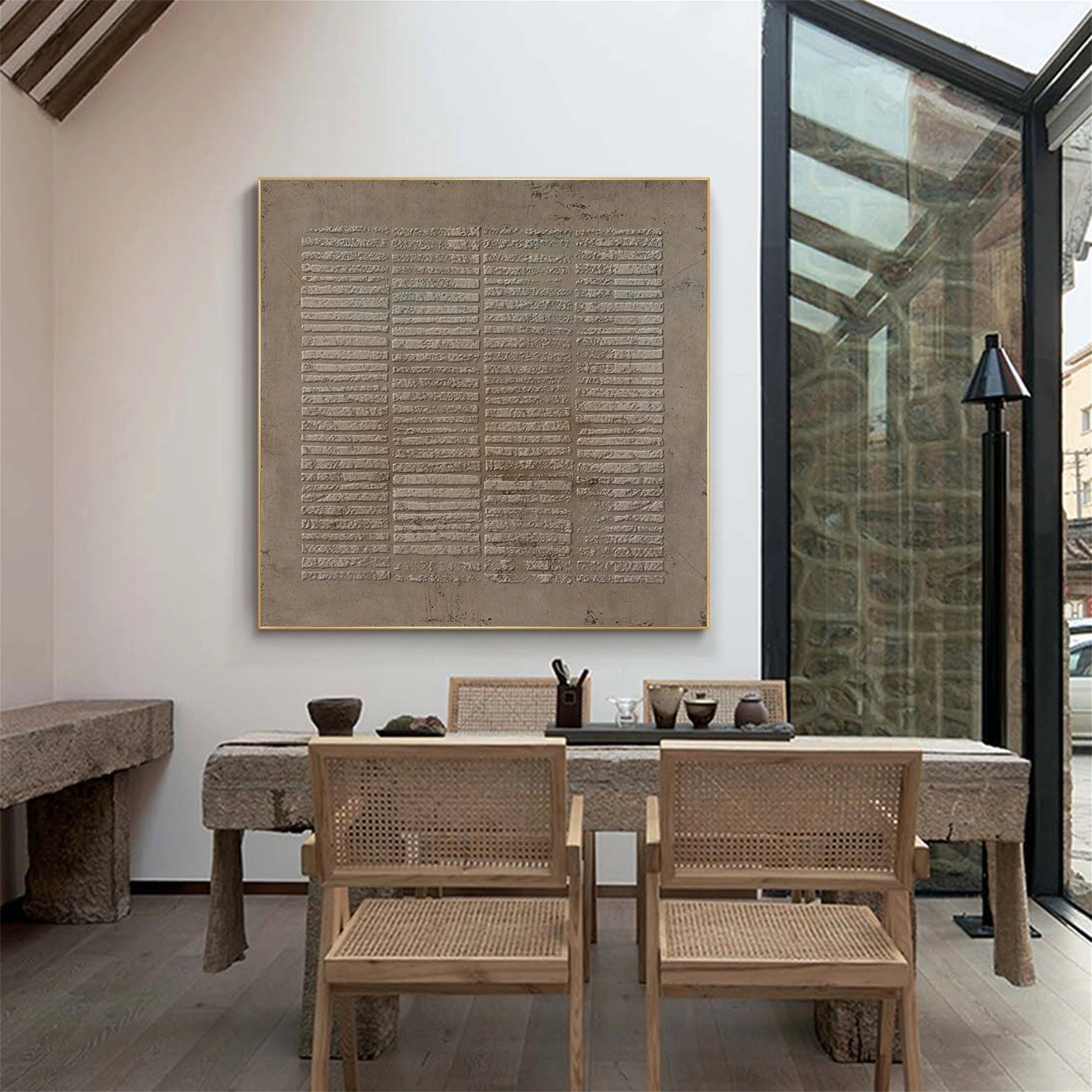 Wabi Sabi Textured Wall Art | Large Square Abstract Neutral Painting #ZZ 113