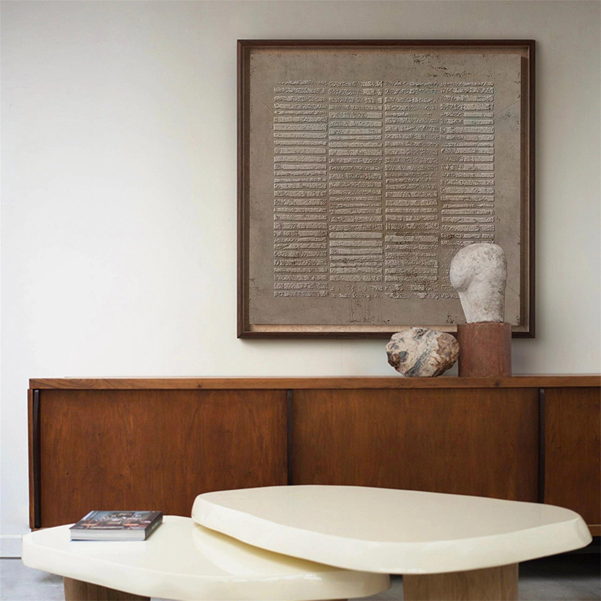 Wabi Sabi Textured Wall Art | Large Square Abstract Neutral Painting #ZZ 113