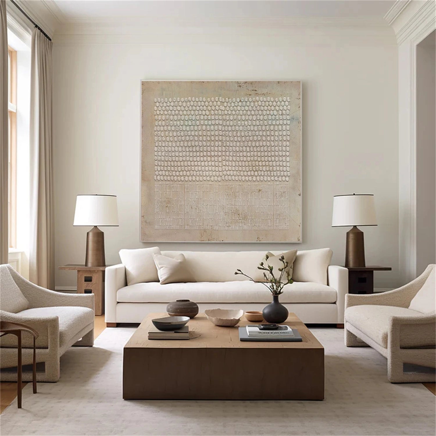 Large Textured Abstract Art | Square Neutral Wall Painting #ZZ 114