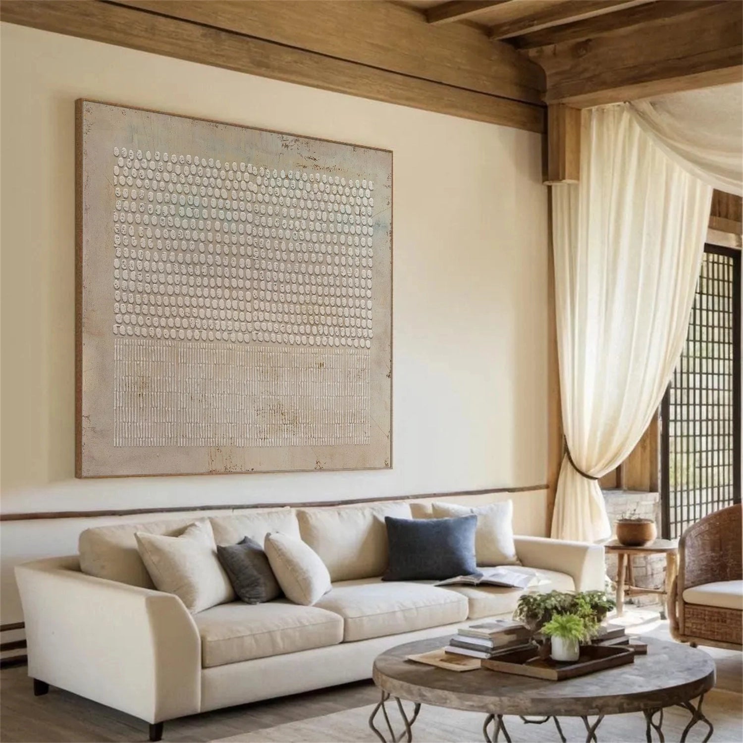 Large Textured Abstract Art | Square Neutral Wall Painting #ZZ 114