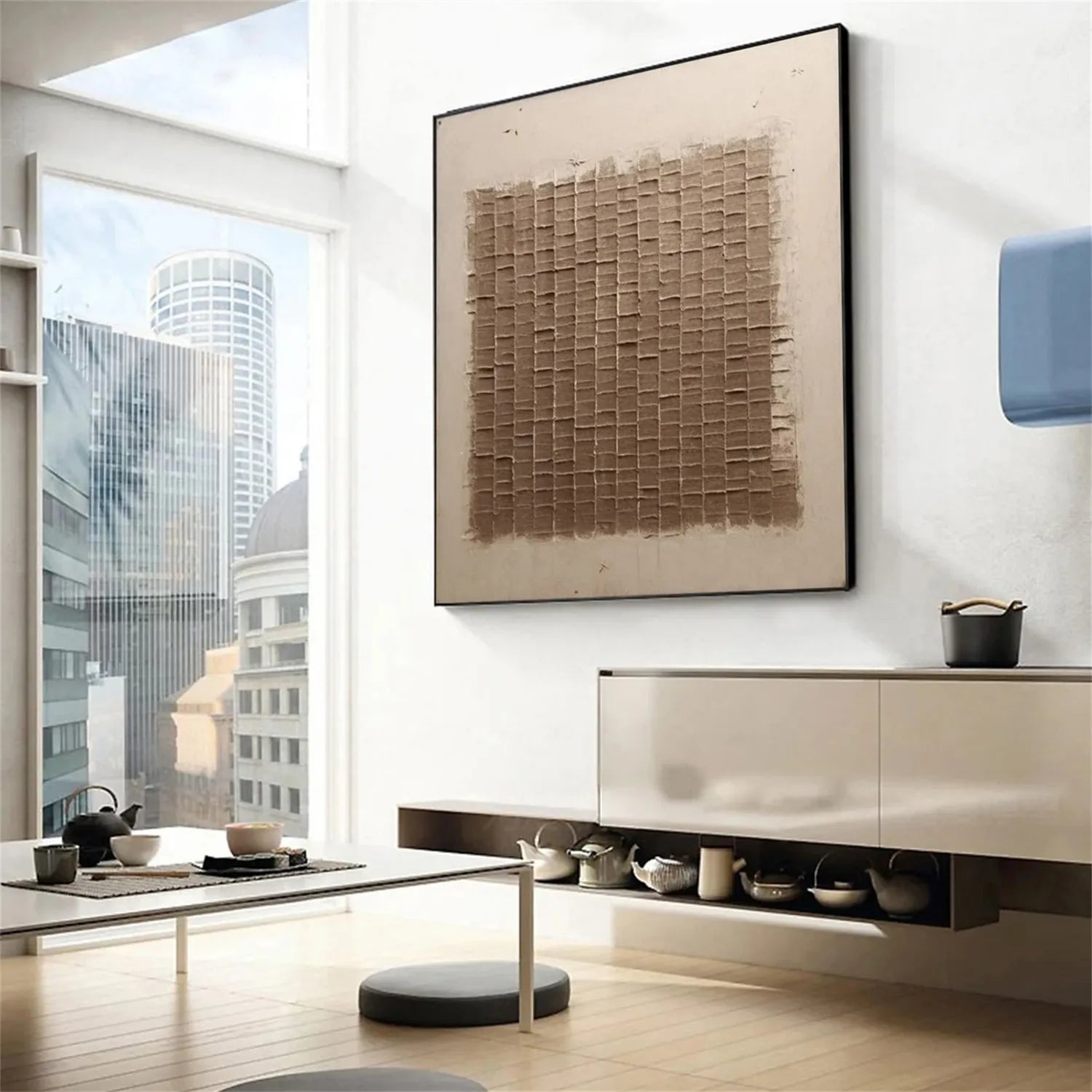 Minimalist Brown Textured Wall Art | Square Earth Tone Canvas Decor