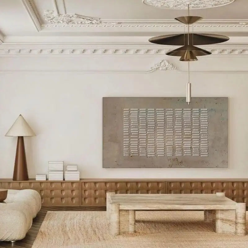 Beige Textured Abstract Oil Painting - Modern Minimalist Art #JJ 089