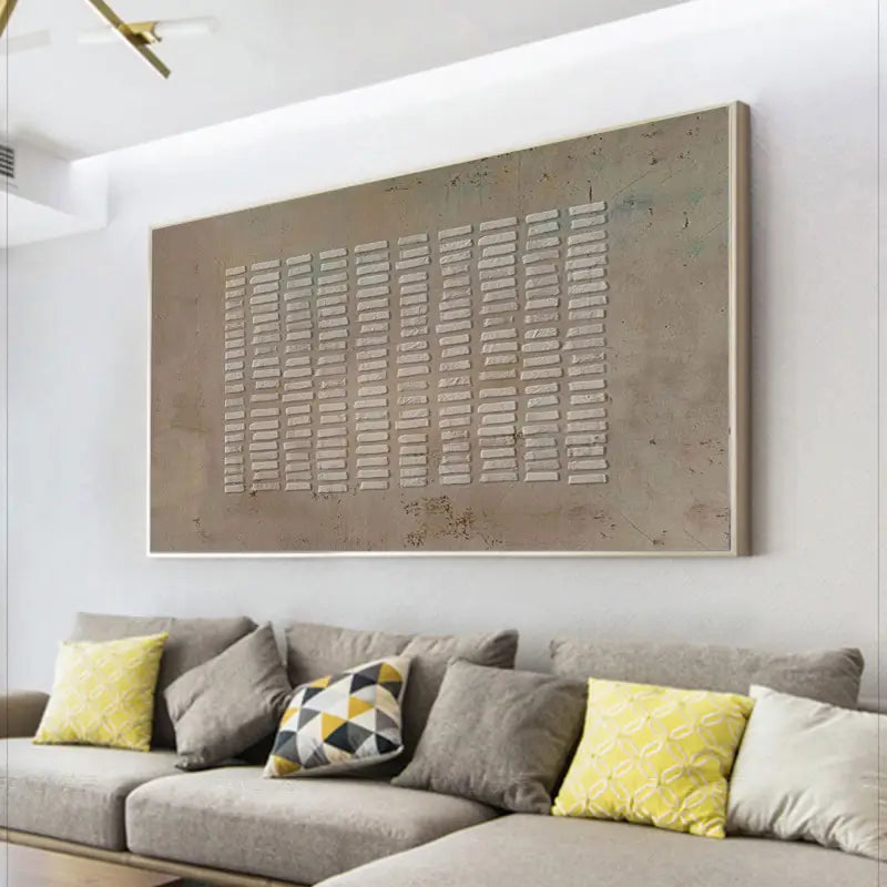 Beige Textured Abstract Oil Painting - Modern Minimalist Art #JJ 089