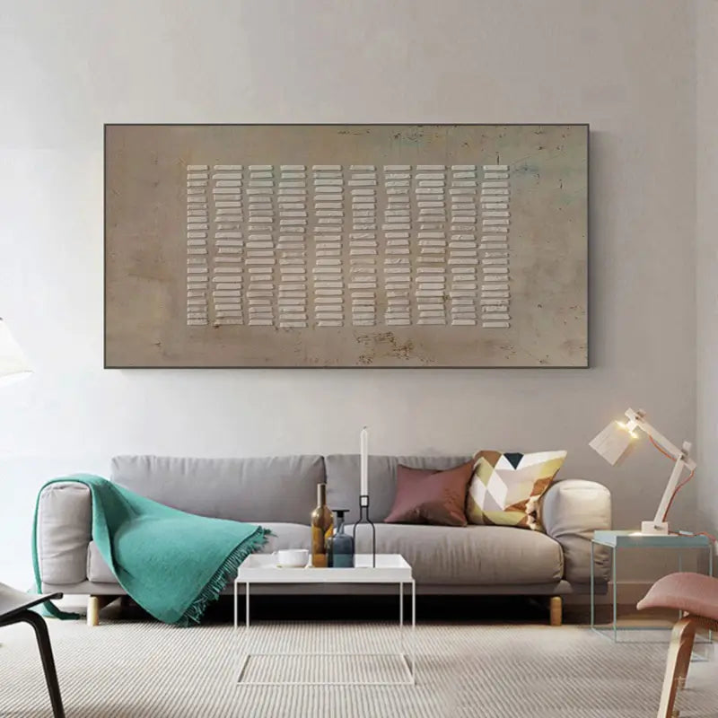 Beige Textured Abstract Oil Painting - Modern Minimalist Art #JJ 089
