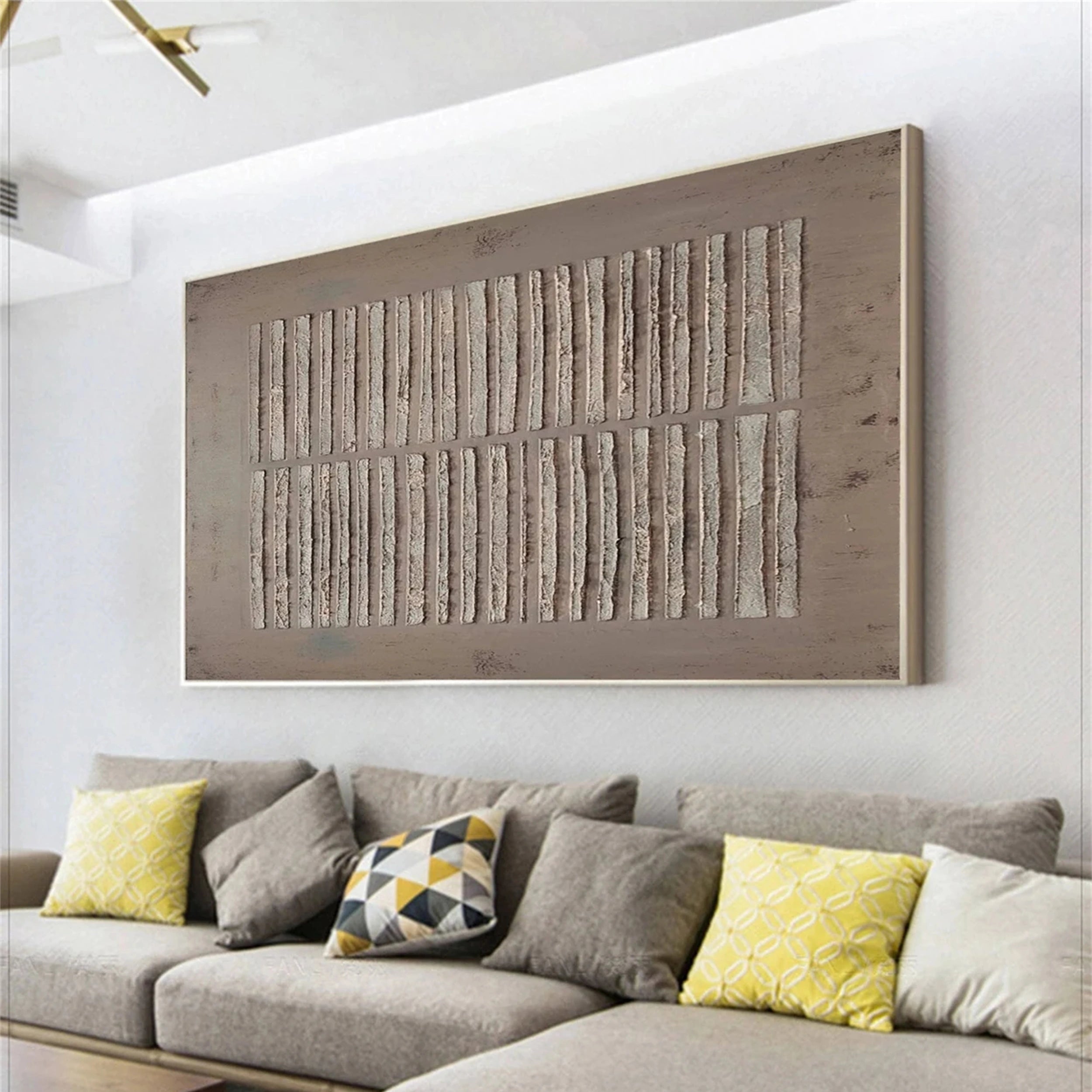 Wabi Sabi Textured Wall Art | Neutral Abstract Stripe Canvas #JJ 081