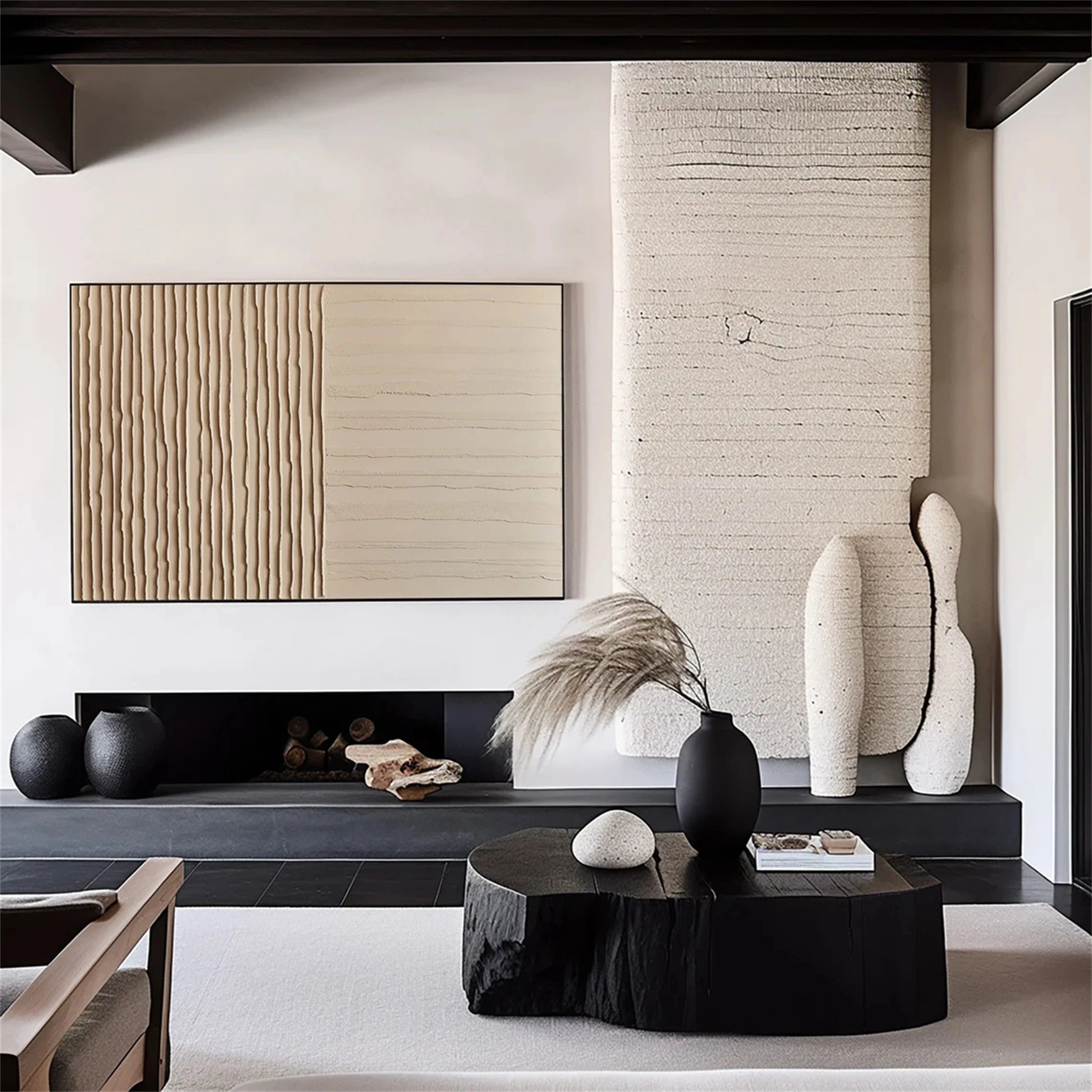 Wabi Sabi Textured Wall Art | Large Horizontal Neutral Canvas Decor Ideas #ZZ 111
